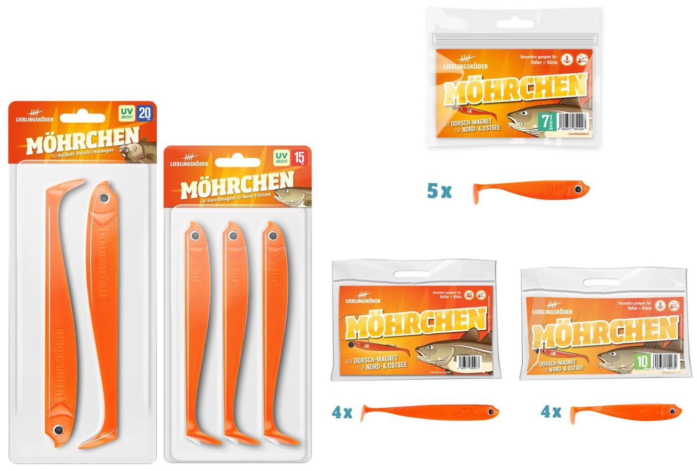 Kunstköder 18 Lieblingsköder Möhrchen Gummifische