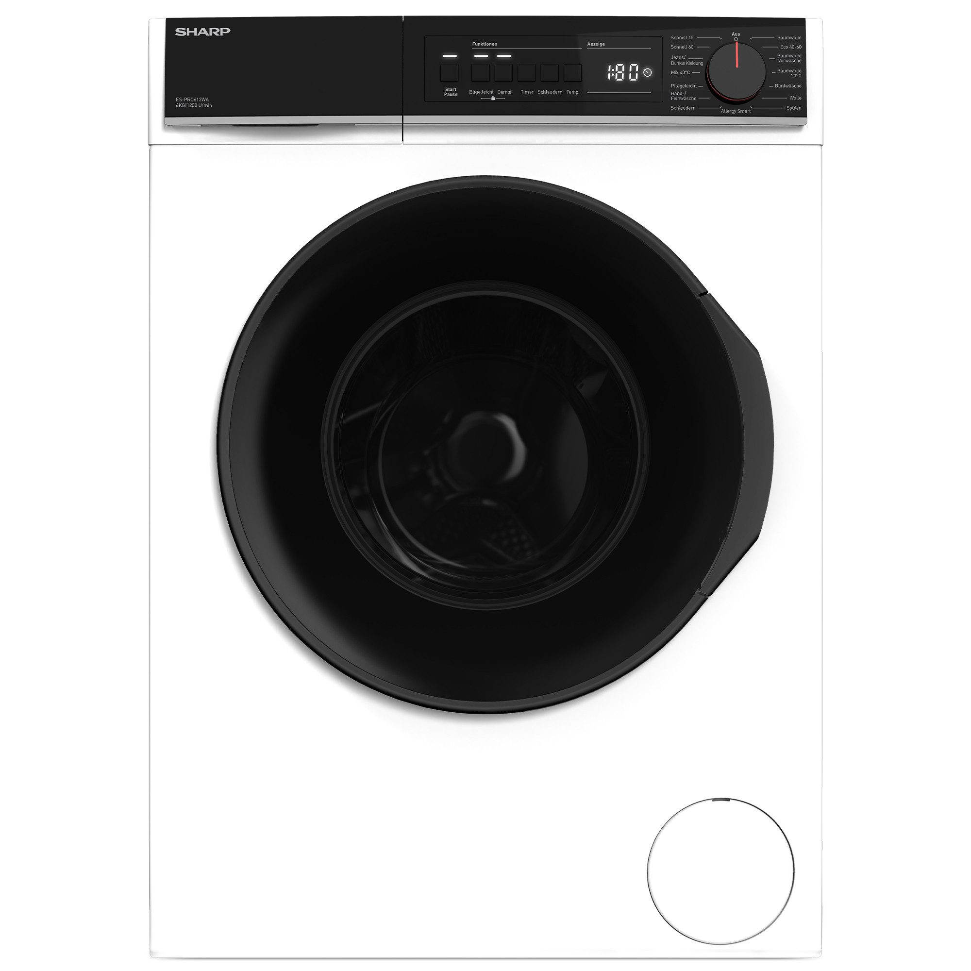Sharp Waschmaschine ES-PRO612WA-DE, 6 kg, 1200 U/min, AllergySmart, AquaStop, Dampf, EcoLogic