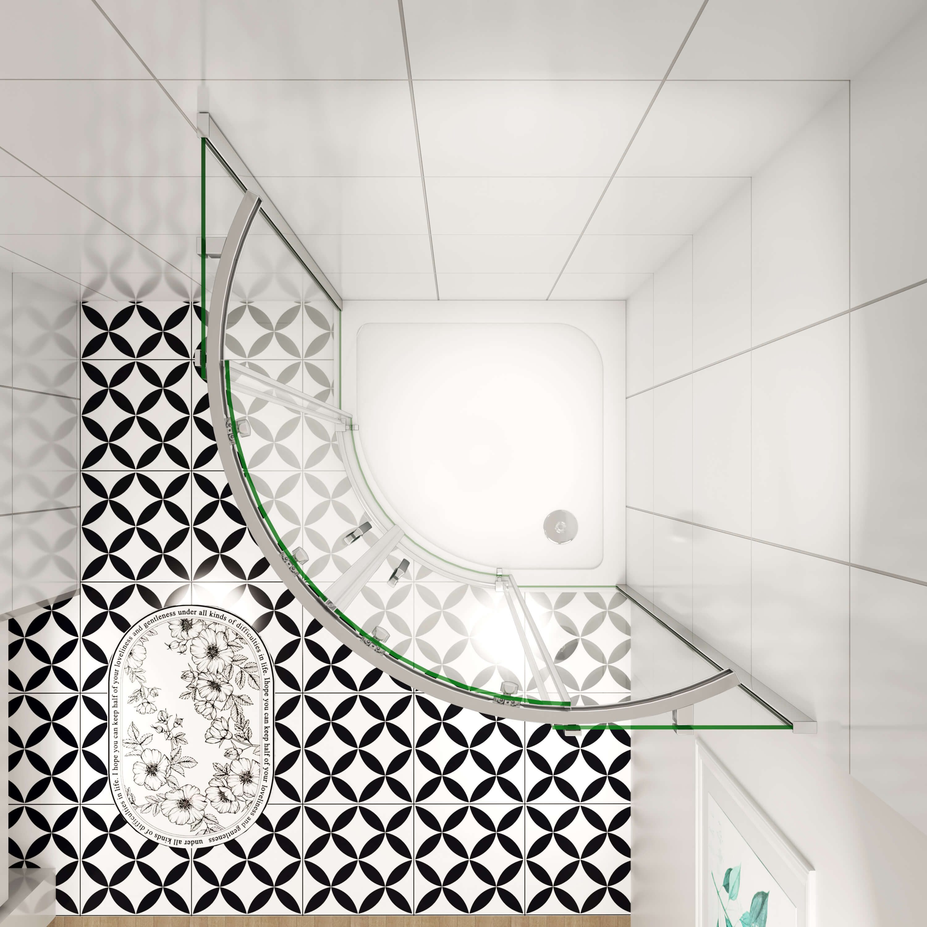 AICA Runddusche Runddusche Duschkabine Viertelkreis Eckdusche Schiebetür Duschtür, BxT: 90x90 cm, Set, mit Antikalk- Versiegelung