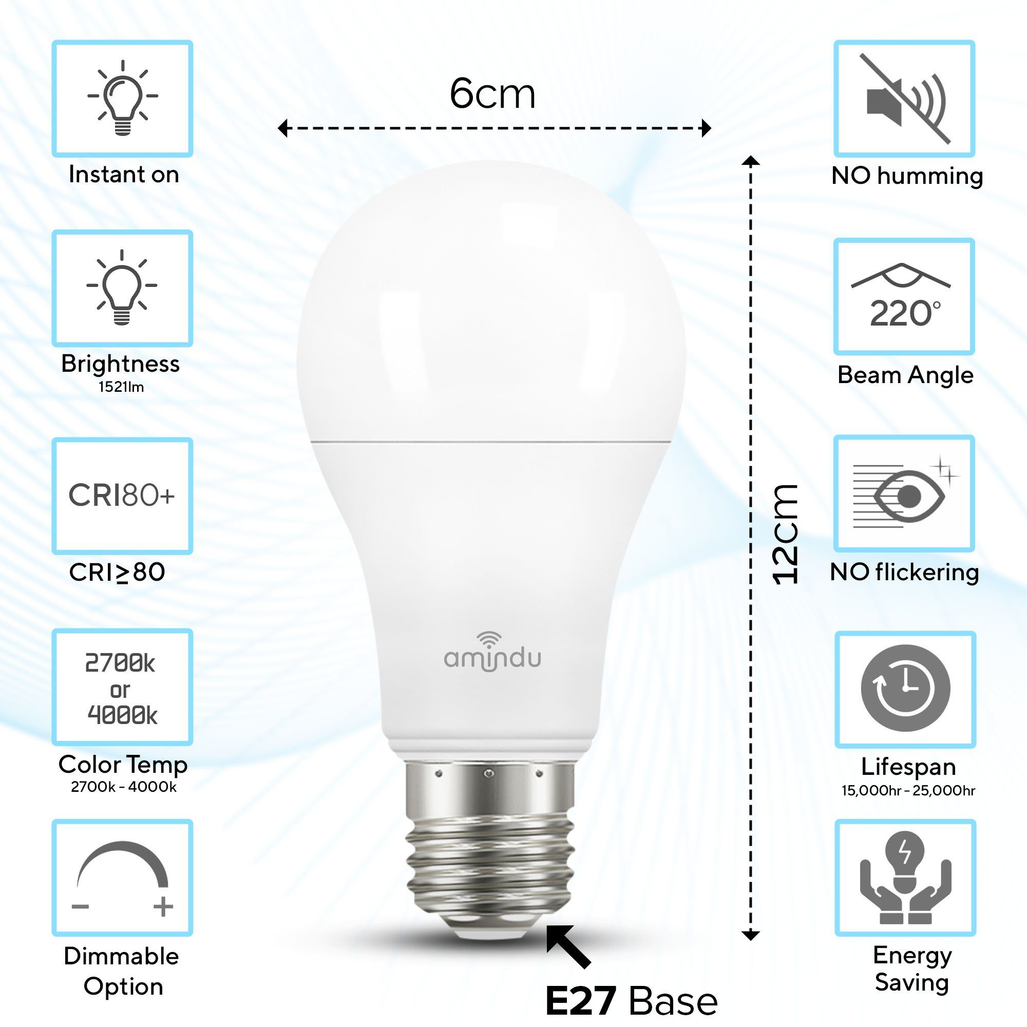 Amindu LED-Leuchtmittel, E27, warmweiß oder kaltweiß, 1521lm Sehr Hell  ersetzt 100W Glühbirne, optional dimmbar, 6er Pack online kaufen | OTTO