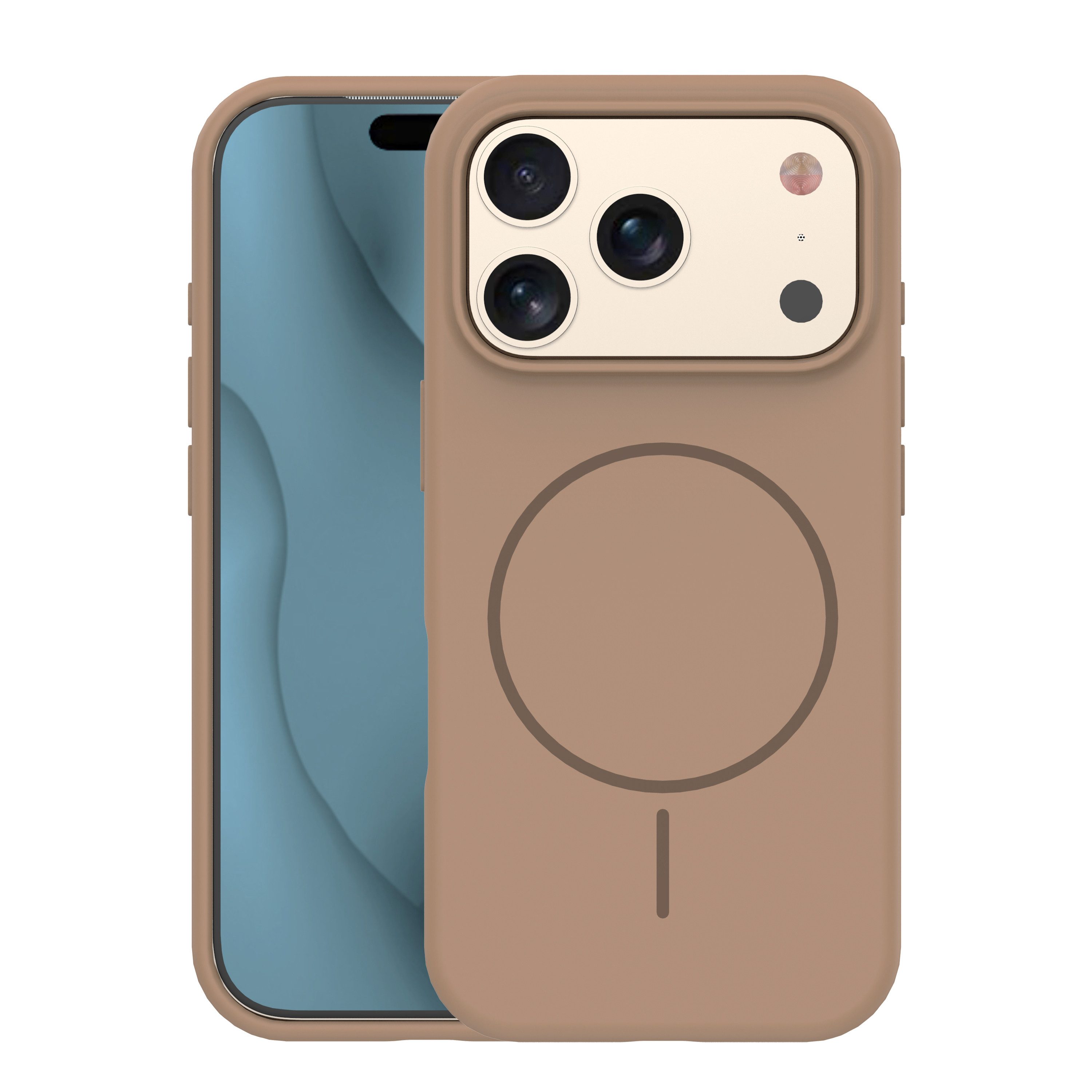 TFO Handyhülle Silikon Thin Mag kompatibel mit iPhone 18 Pro Max Braun Hülle 6,9, Magnetring und weiches Mikrofaser-Innenfutter