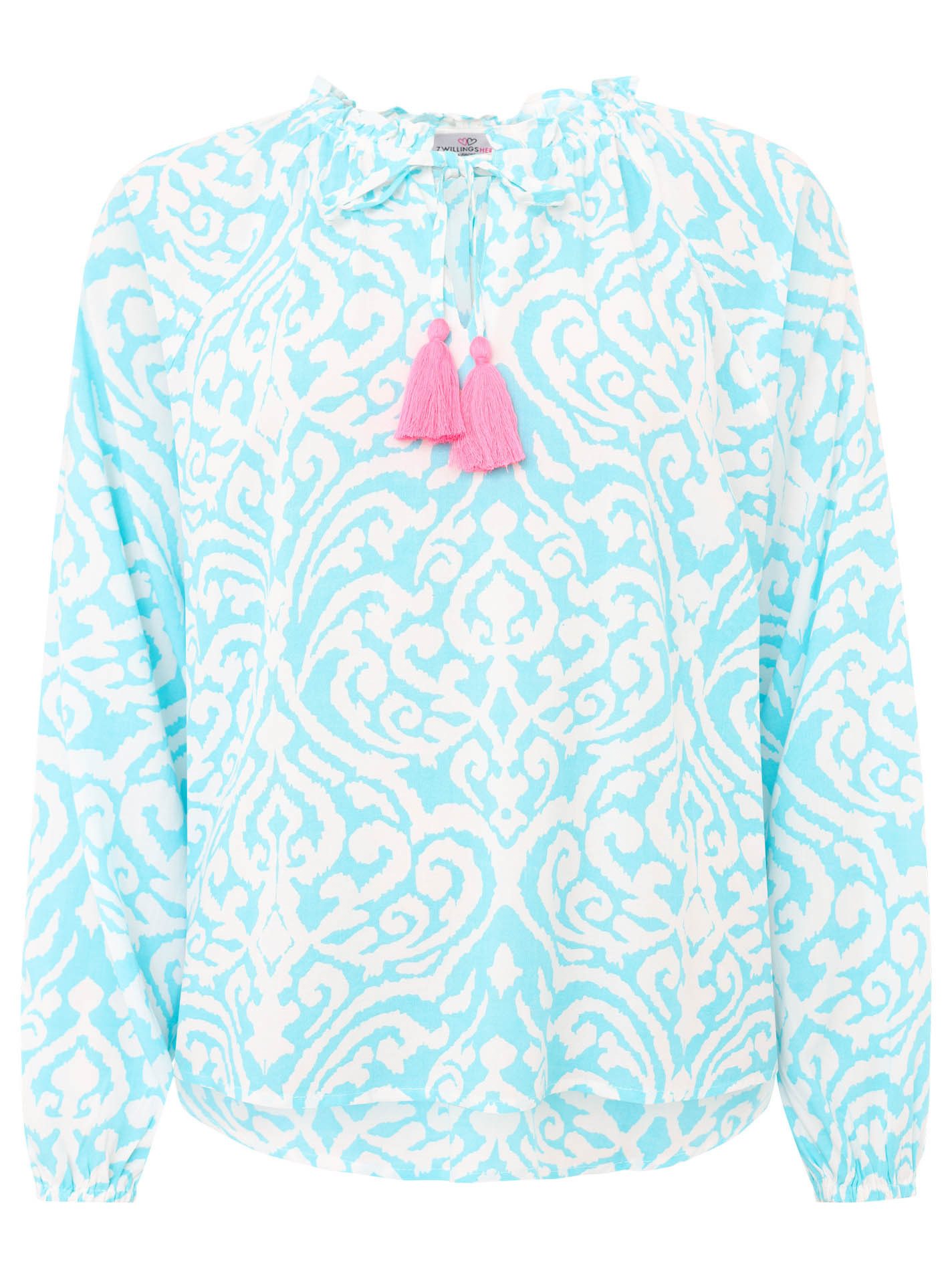 Zwillingsherz Schlupfbluse "Ornamente" Lamgarm, Ornament-Muster, Tasseln, V günstig online kaufen