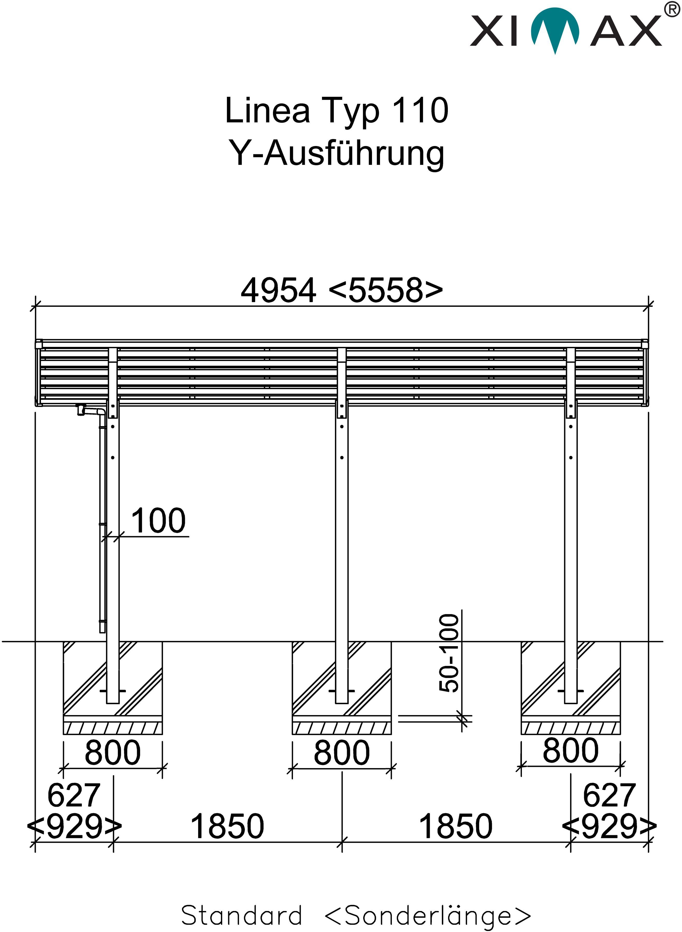 240 Aluminium 110 Y-schwarz, 548x495 Einfahrtshöhe, Ximax BxT: Typ Linea Doppelcarport cm, cm