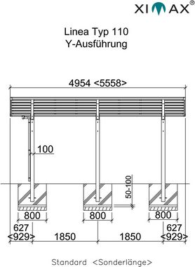 Ximax Doppelcarport Linea Typ 110 Y-schwarz, BxT: 548x495 cm, 240 cm Einfahrtshöhe, Aluminium