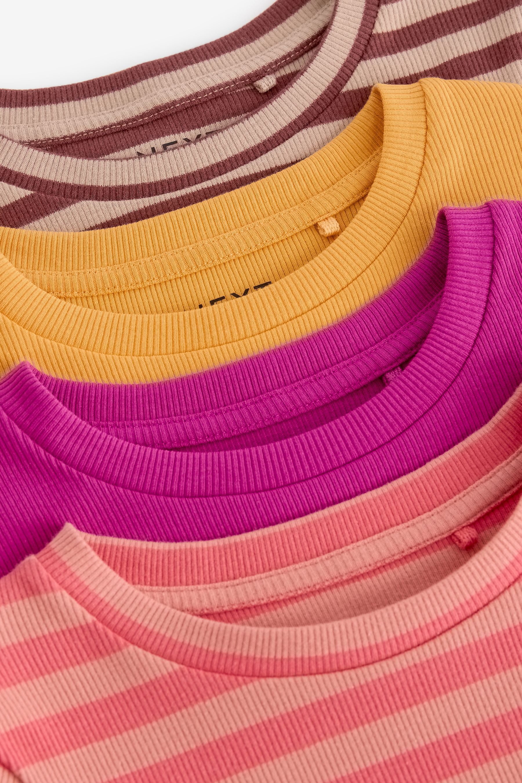 Next Langarmshirt Langärmeliges geripptes Shirt im 4er-Pack (4-tlg)