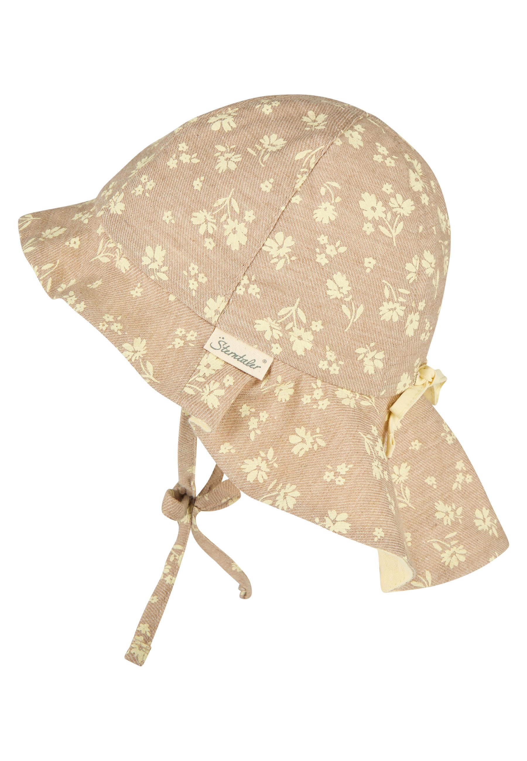 Sterntaler® Sonnenhut 50+ Sonnenhut blumig (1-St) Sonnenhut aus Bio-Baumwolle mit Nackenschutz & Bindeband