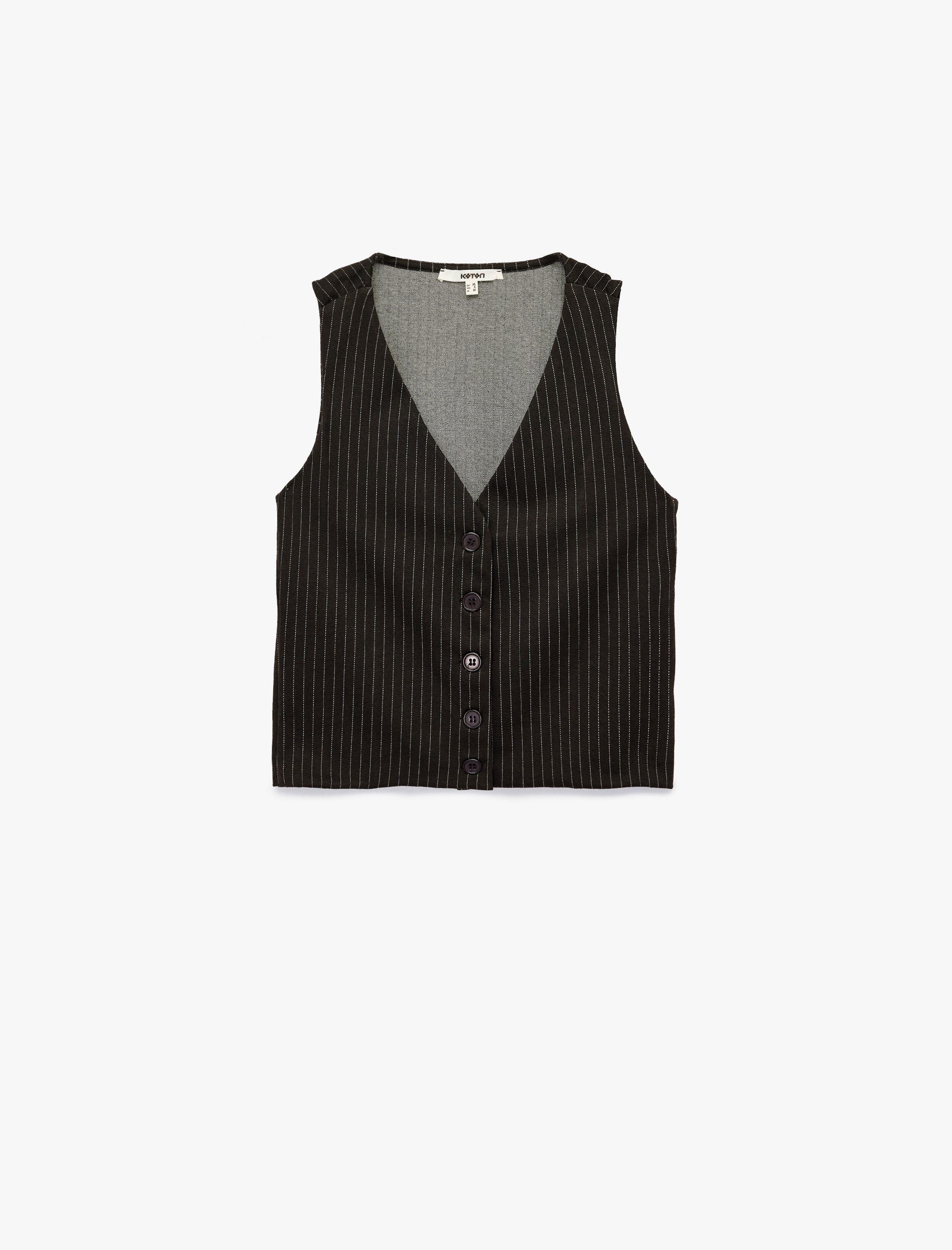 Koton Cardigan Koton Slim Fit Streifenweste Mit V-Ausschnitt