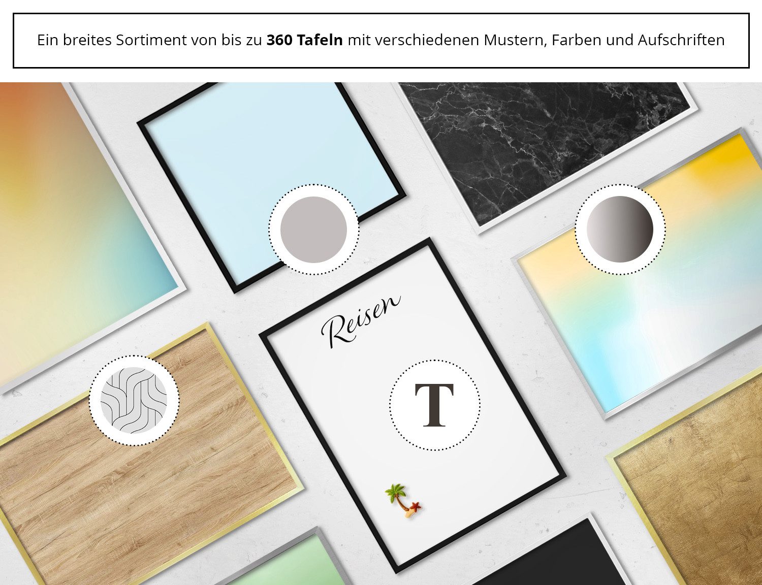 Tulup Magnettafel Stilvolle Magnettafel mit Rahmen als dekoratives Wohnaccessoire, Beige Marmor, Beige – Bild 4 von 5