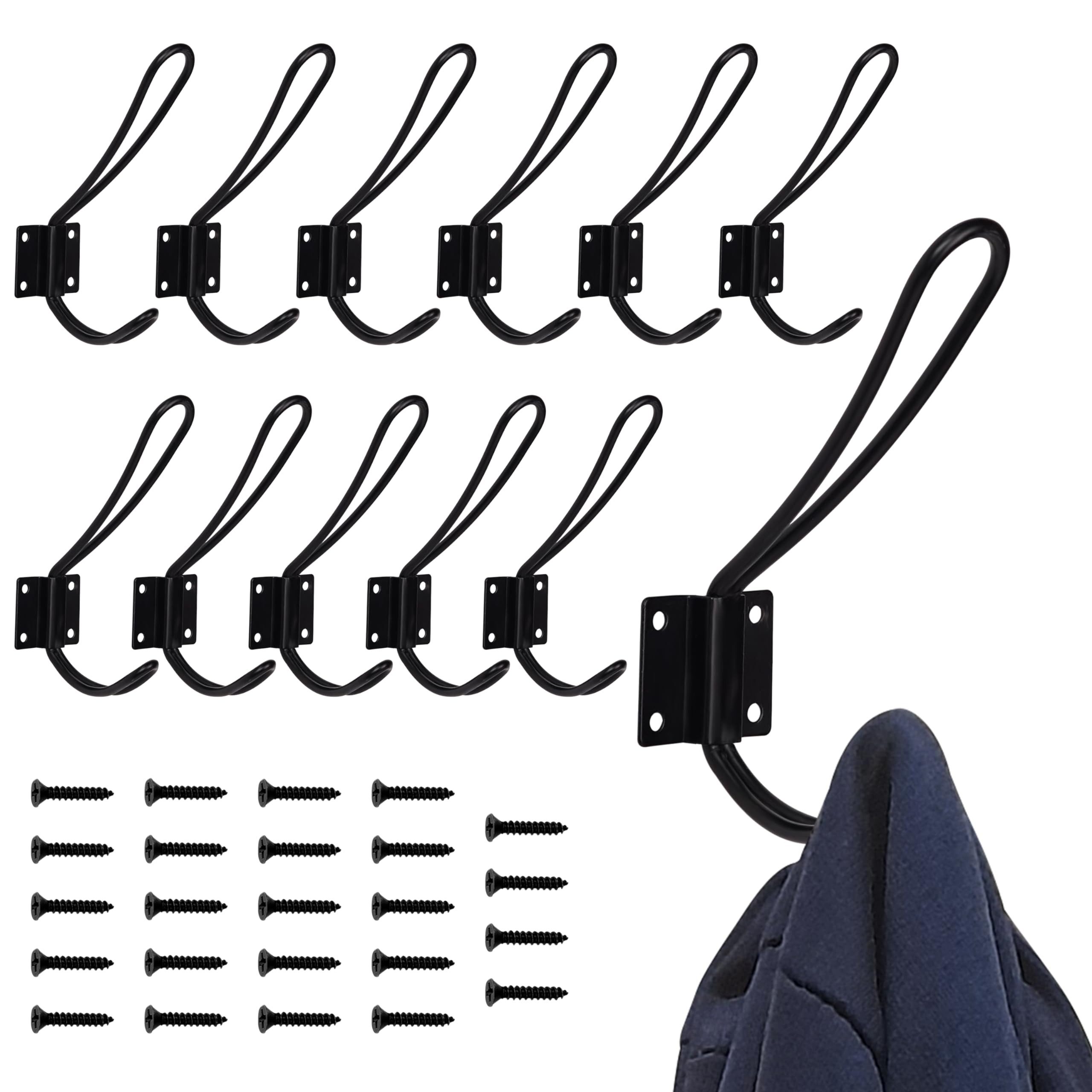 Garderobenleiste BELLE VOUS 12er Pack Haken Schwarz Kleiderhaken Wand-Montage - Robuste