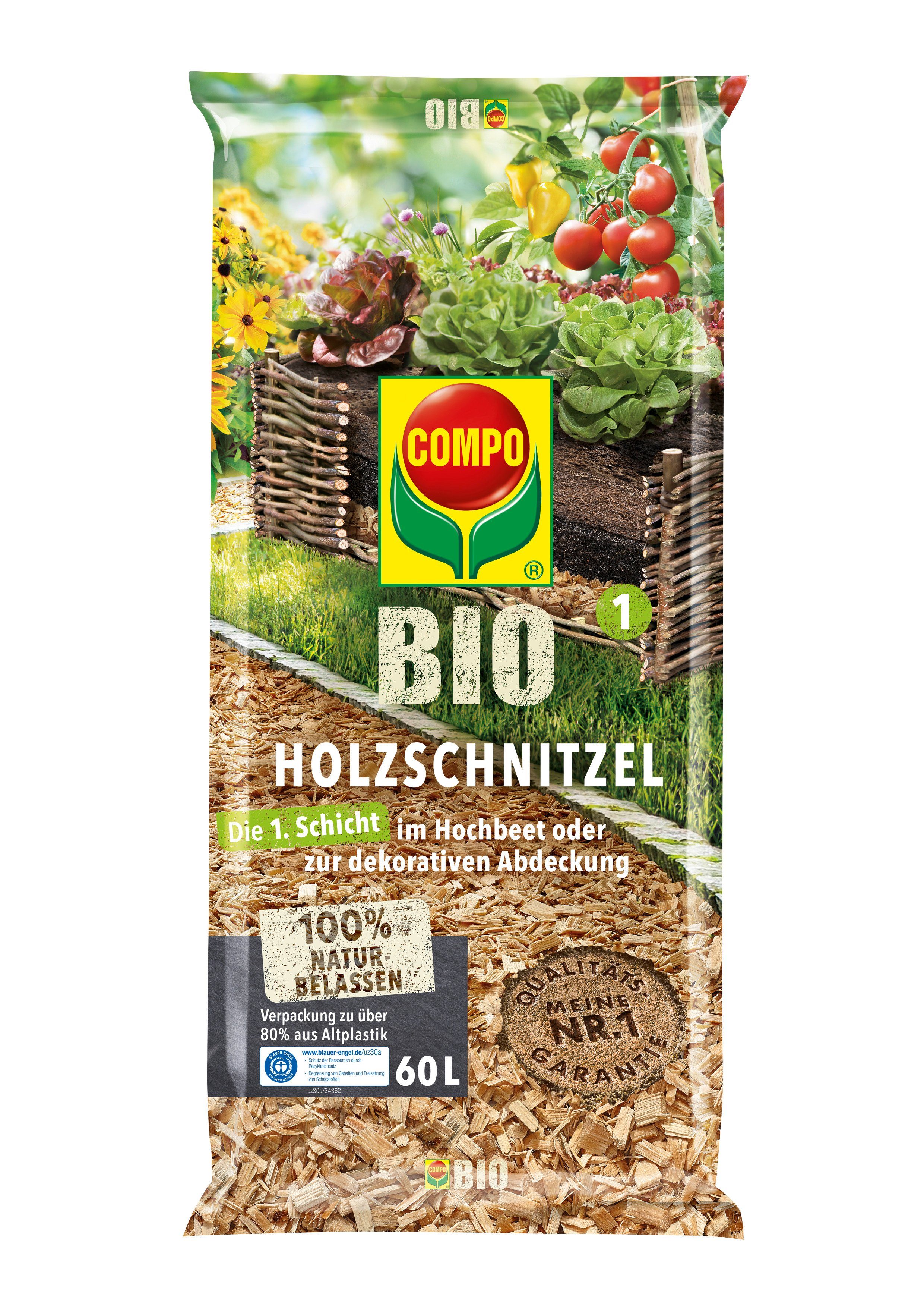 Blumenerde COMPO BIO Holzschnitzel, 60 Ltr