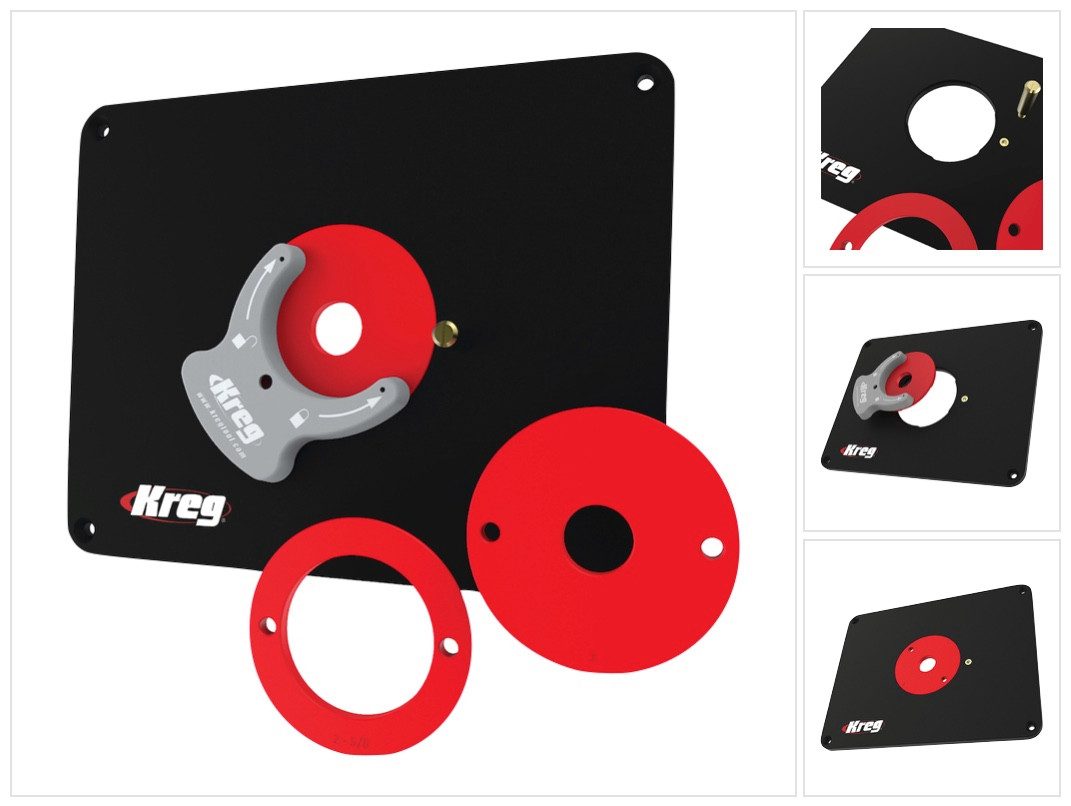 Kreg Fräse PRS4038 Frästisch Einlegeplatte 298 x 235 x 9 mm + 3x Reduzierring 25