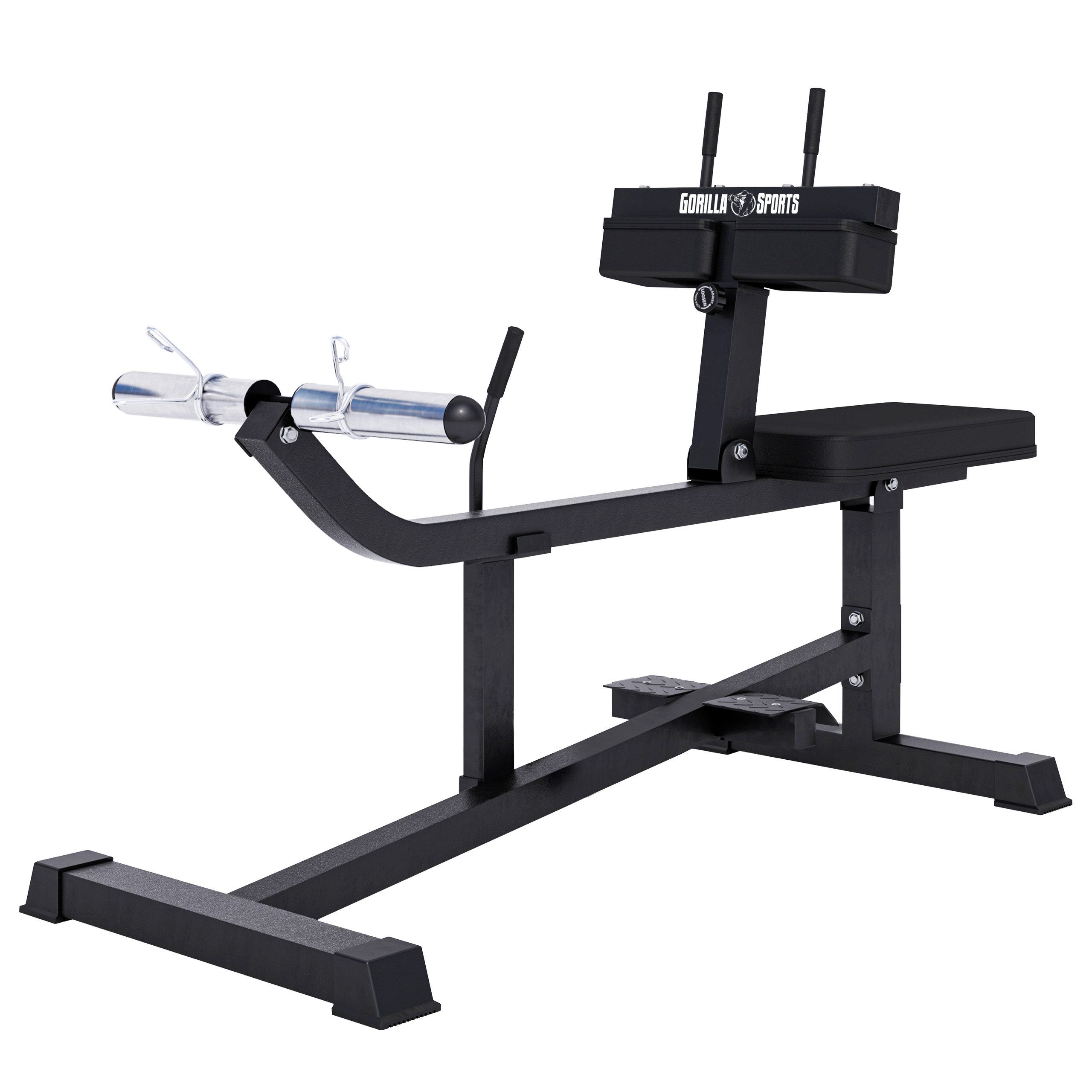 GORILLA SPORTS Multitrainer Wadenmaschine - 126x61x100 cm, Gepolstert - Wadenstrecker, Wadenrainer, (1-St., mit Aufnahme für 30 mm & 50 mm Hantelscheiben, 2 Federverschlüssen), 5-Fach Höhenverstellbar, Schwarz - Fitnessgerät, für Krafttraining