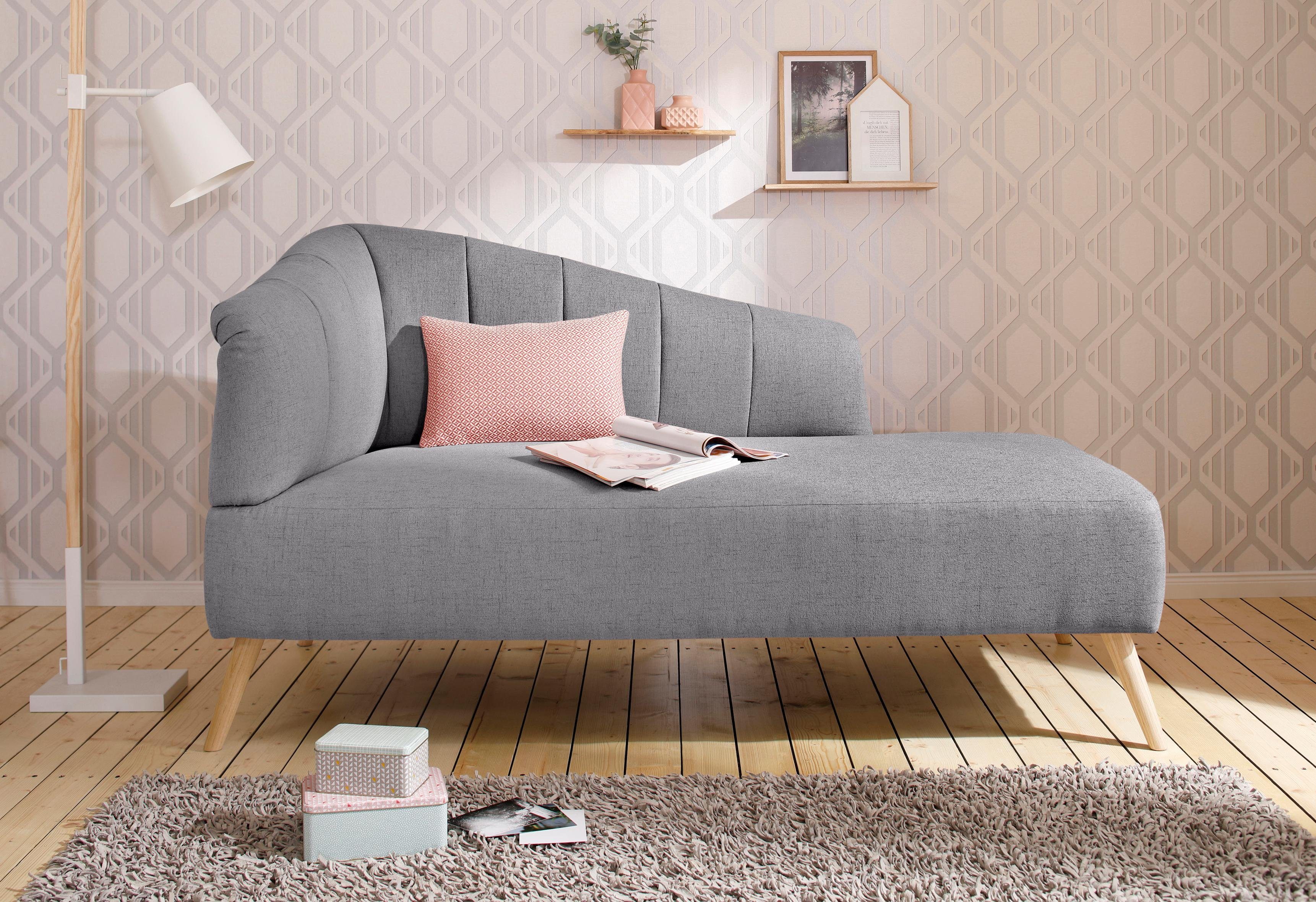 OTTO home Recamiere "Lucy, Chaiselonge mit Massivholzfüßen und Steppung," A günstig online kaufen