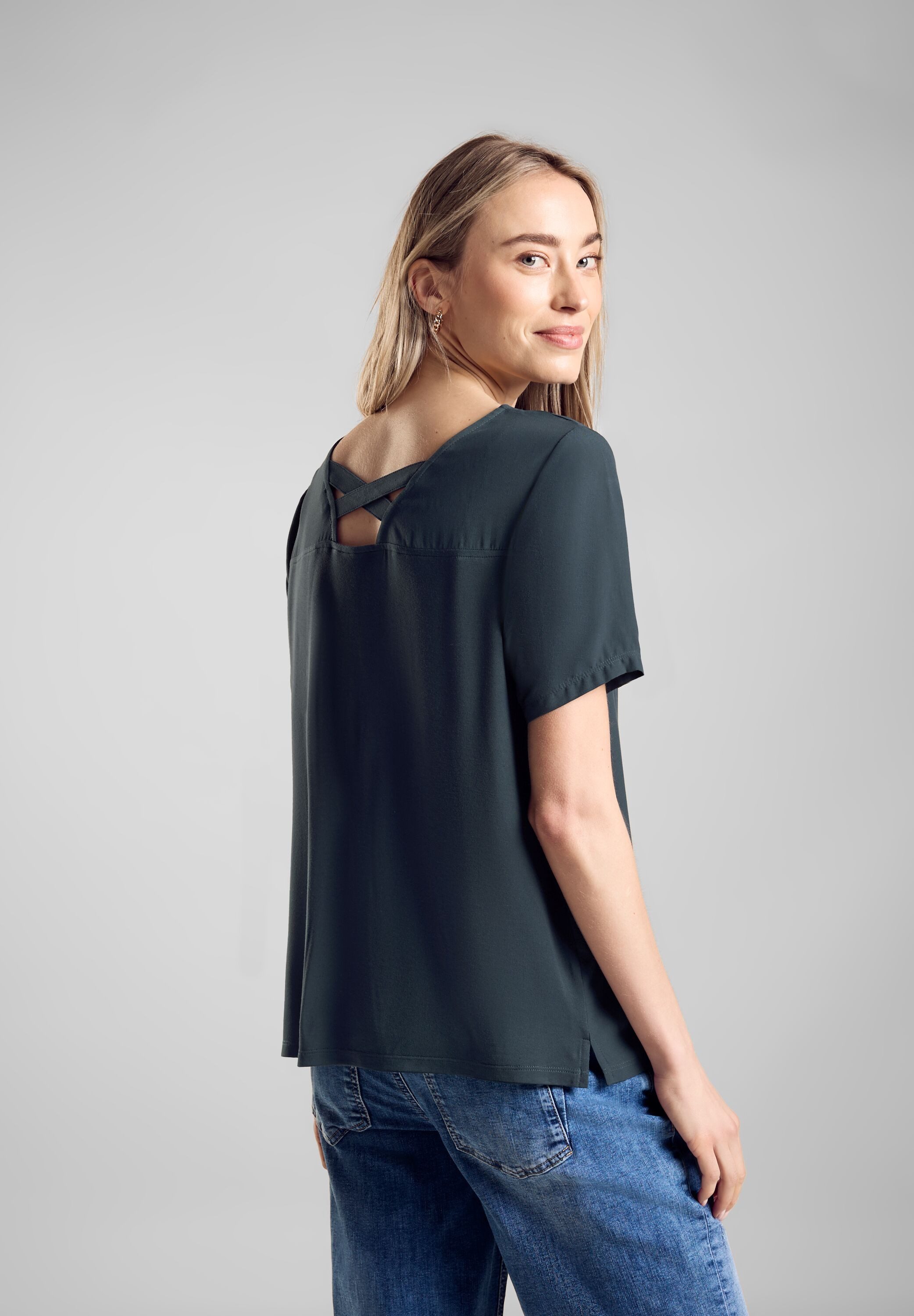 STREET ONE Rundhalsshirt mit Bändern am günstig online kaufen
