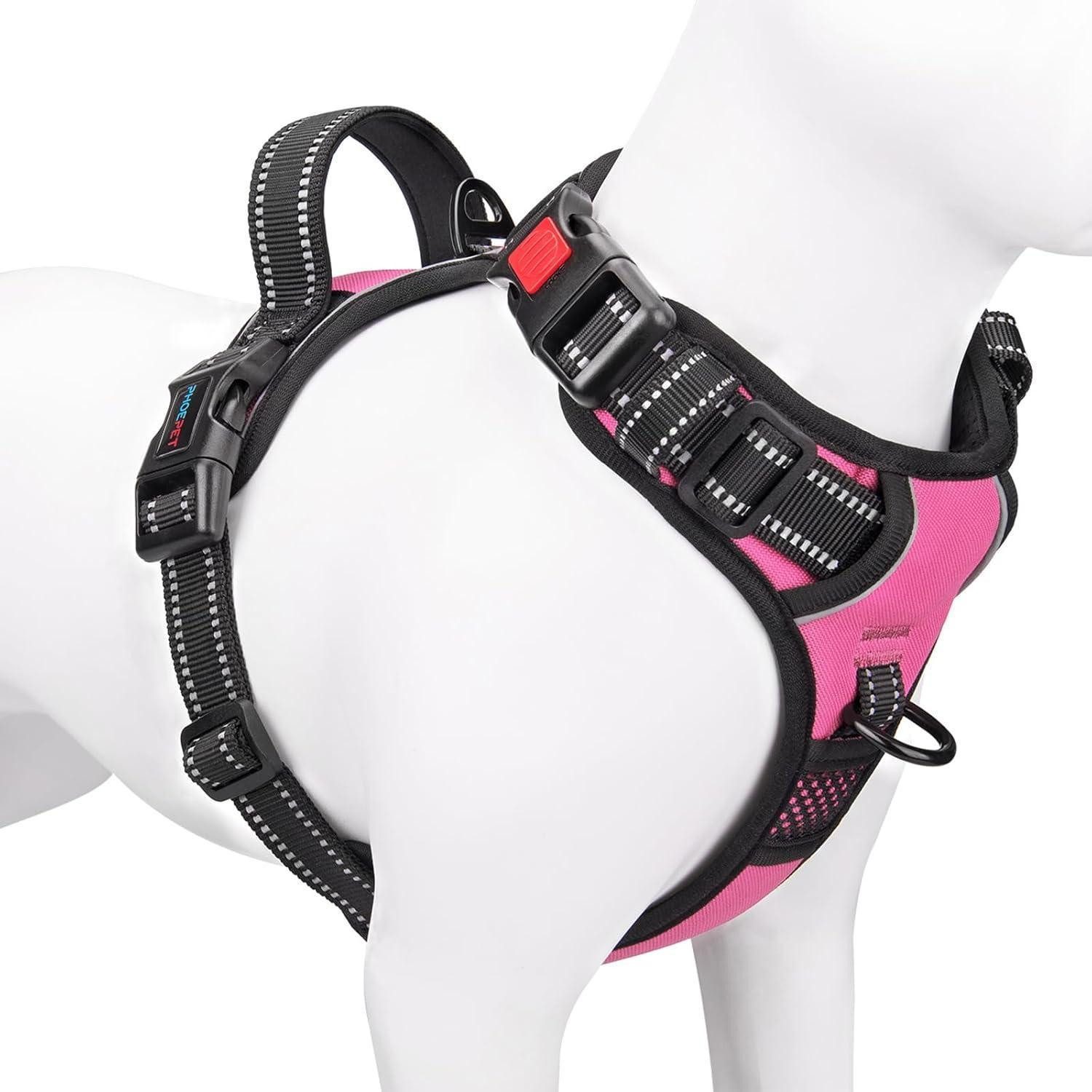 LuxusKollektion Hunde-Geschirr Hundegeschirr ohne Zug Frontclip reflektierend verstellbar Rosa XL