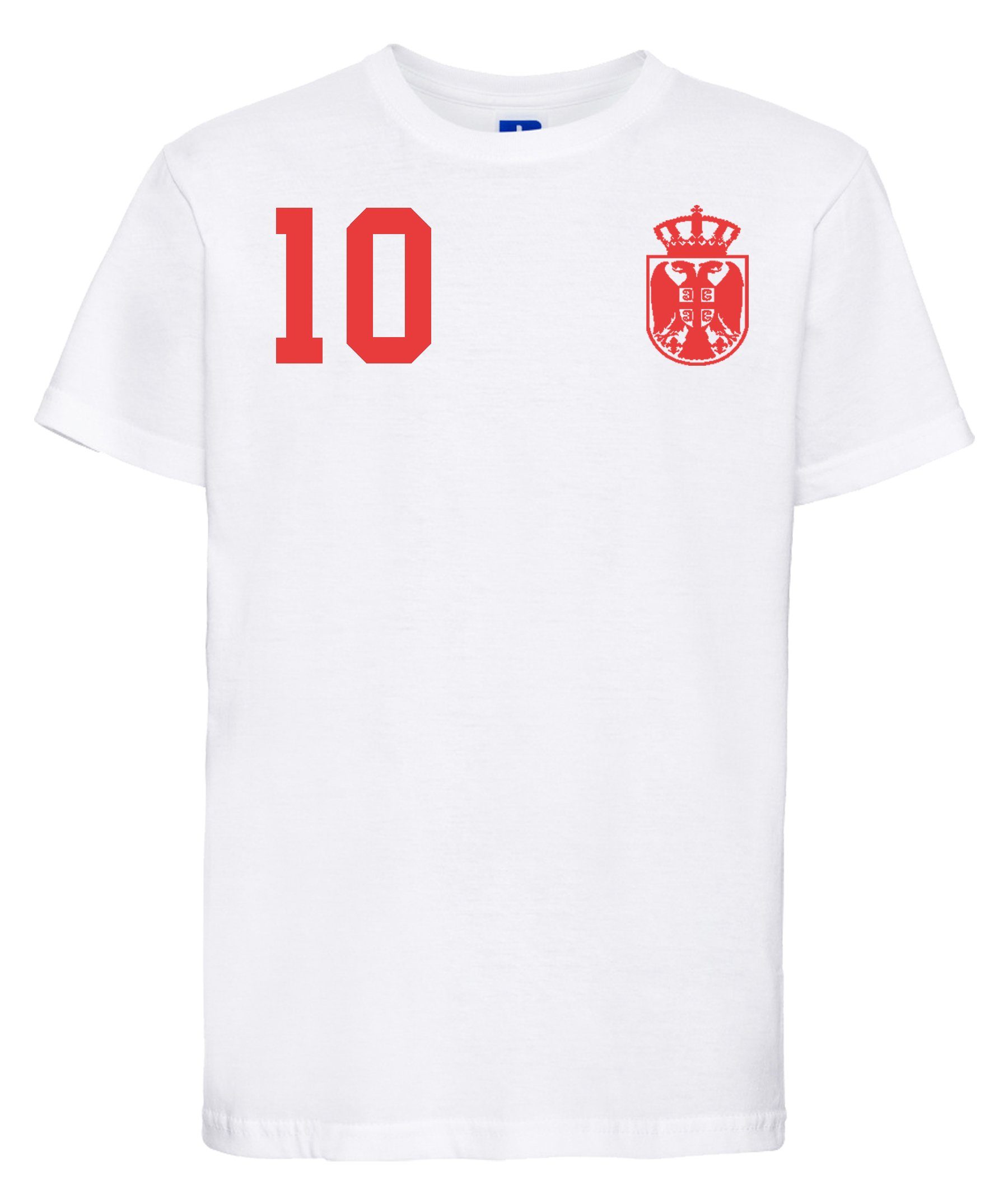 Youth Designz T-Shirt Serbien Kinder T-Shirt im Fußball Trikot Look mit trendigem Motiv Weiß