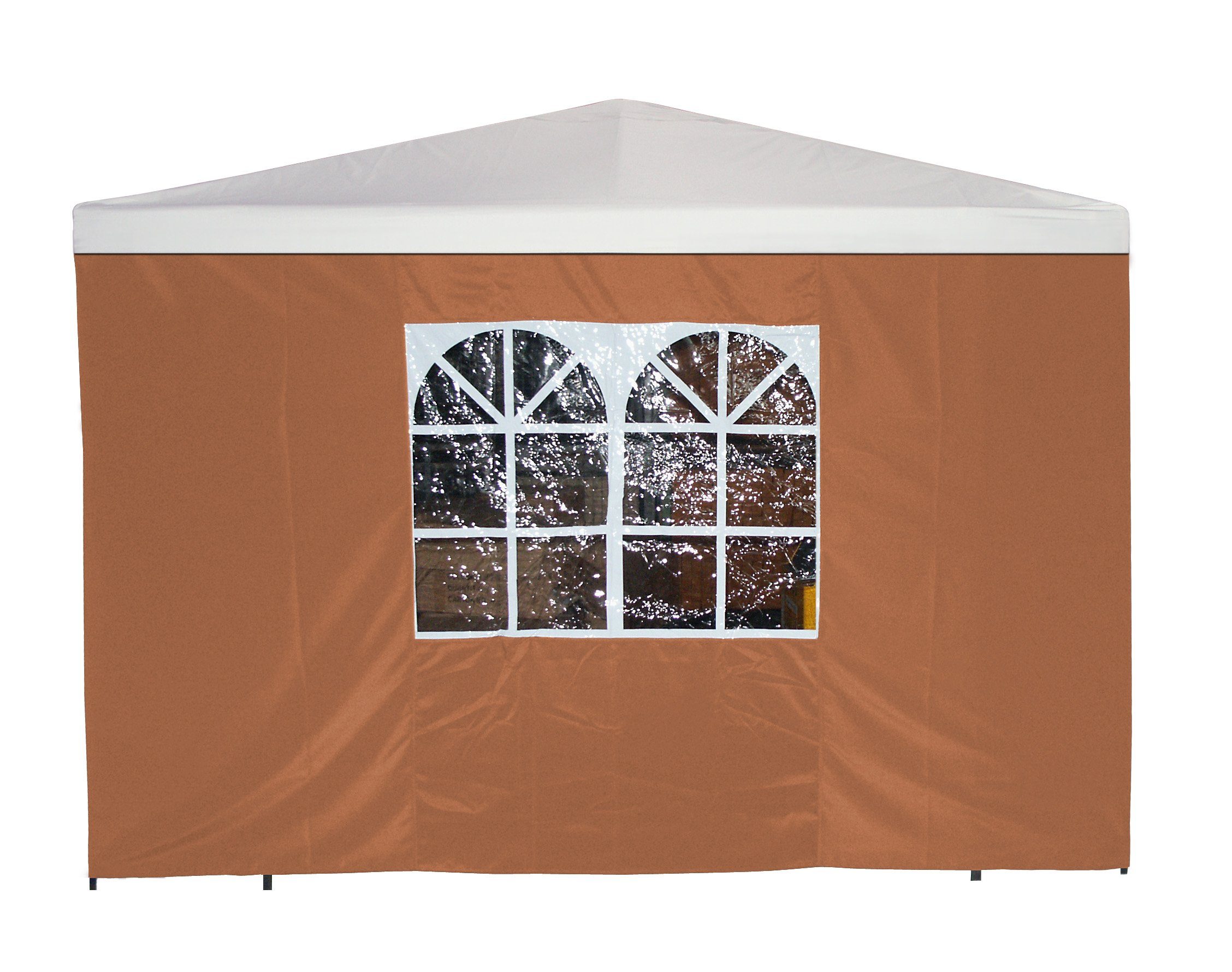 DEGAMO Pavillonseitenteil, 3x1,9 Meter, Polyester terracottafarben, mit Fenster