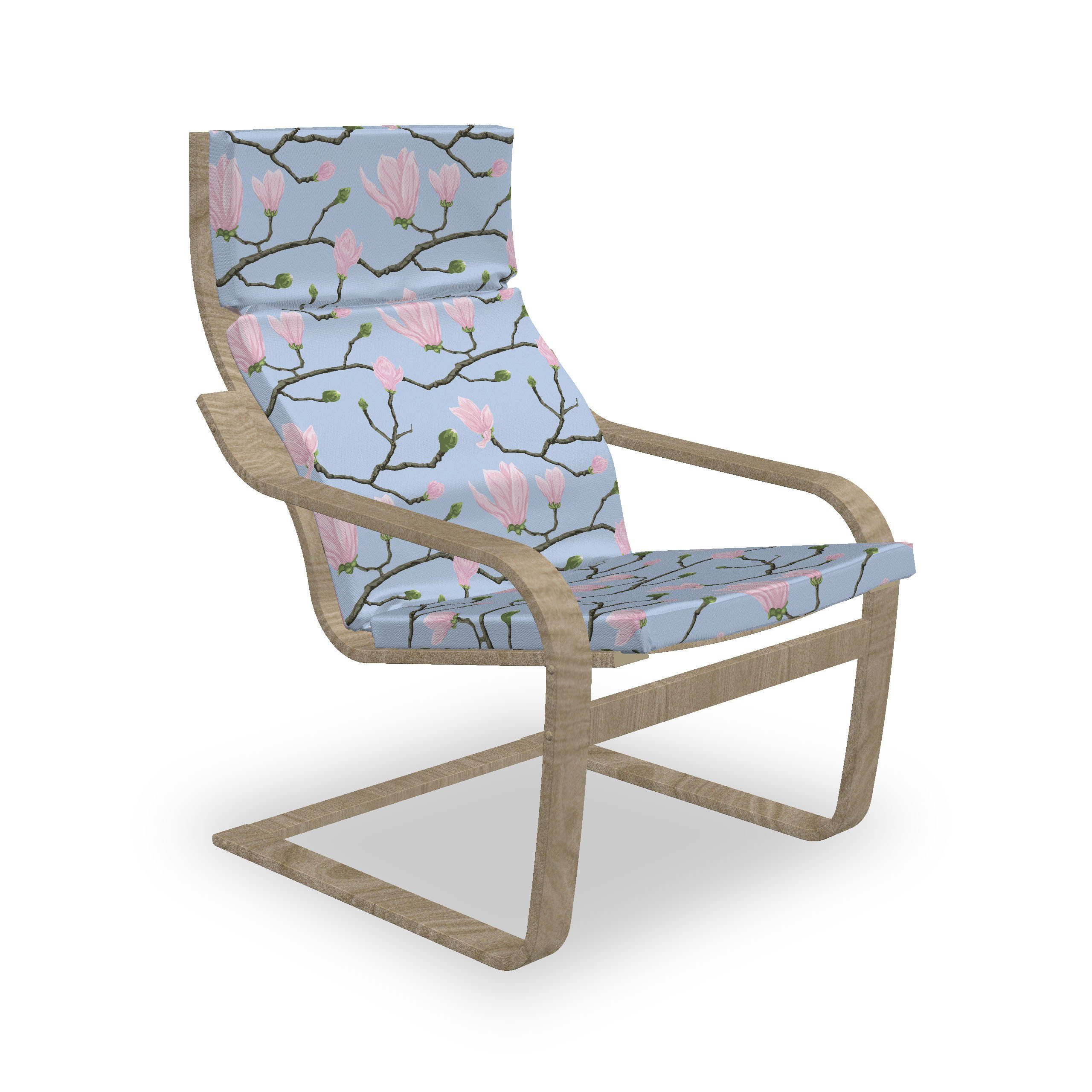 Abakuhaus Stuhlkissen Sitzkissen mit Stuhlkissen mit Hakenschlaufe und Reißverschluss, Asian Blätter Blühend Theme Blatt
