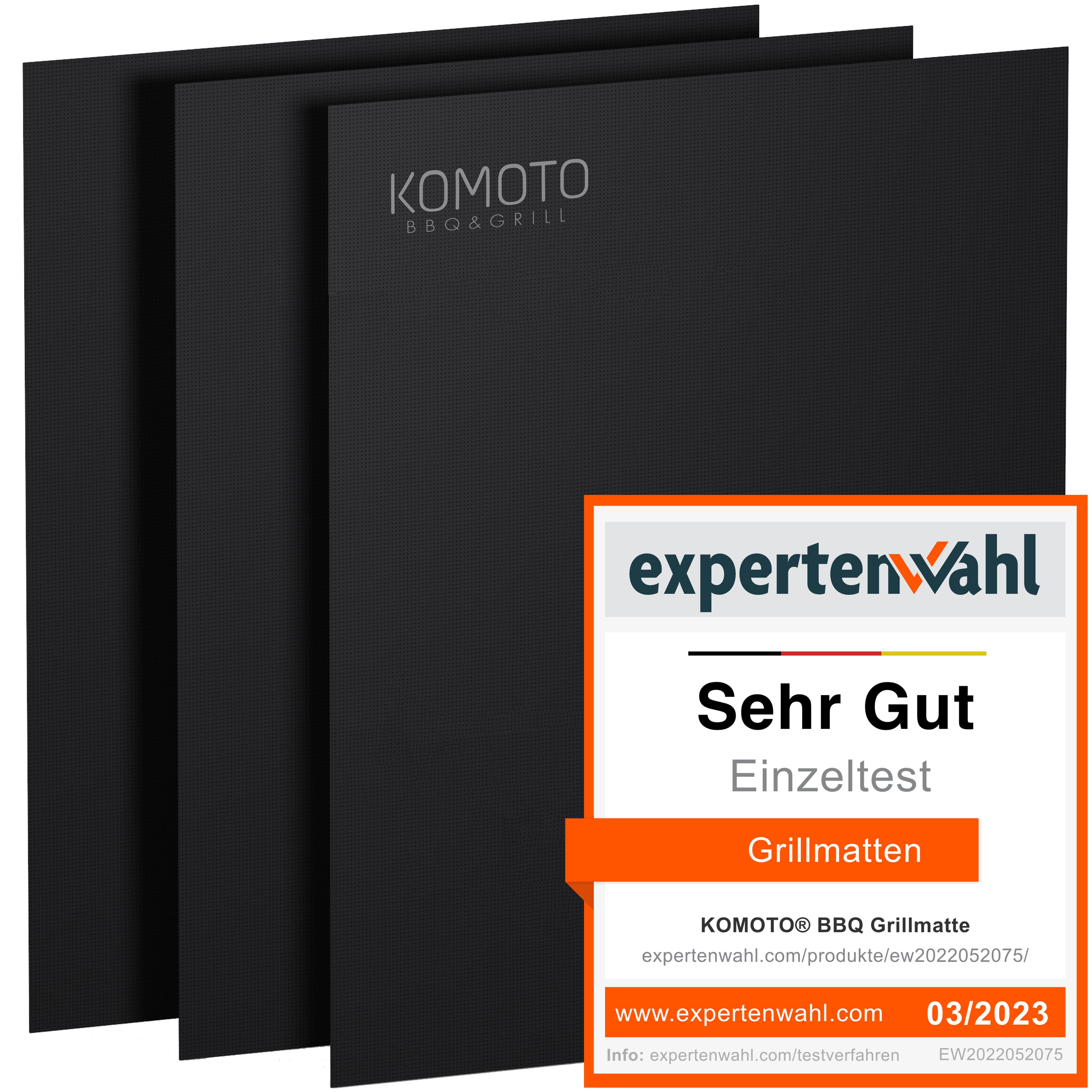 KOMOTO (3-St), für Grillplatte BBQ Grillmatte Gasgrill und Ideal Extra Holzkohle Dick -