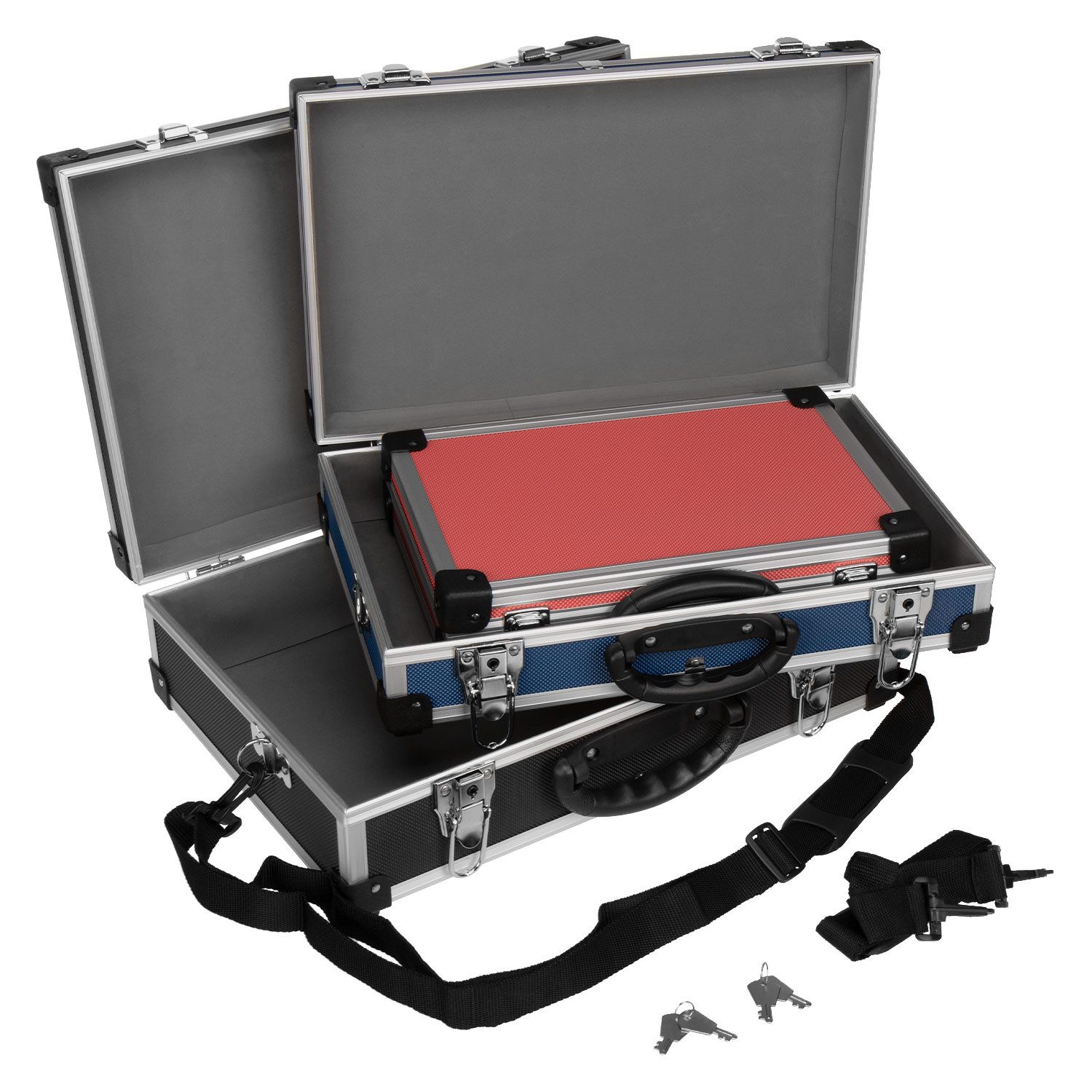 anndora Чемоданыset Alu-Rahmen Alukiste Werkzeugkiste 3 in 1, mit Tragegurt zum Umhängen - kunststoffummantelter Griff