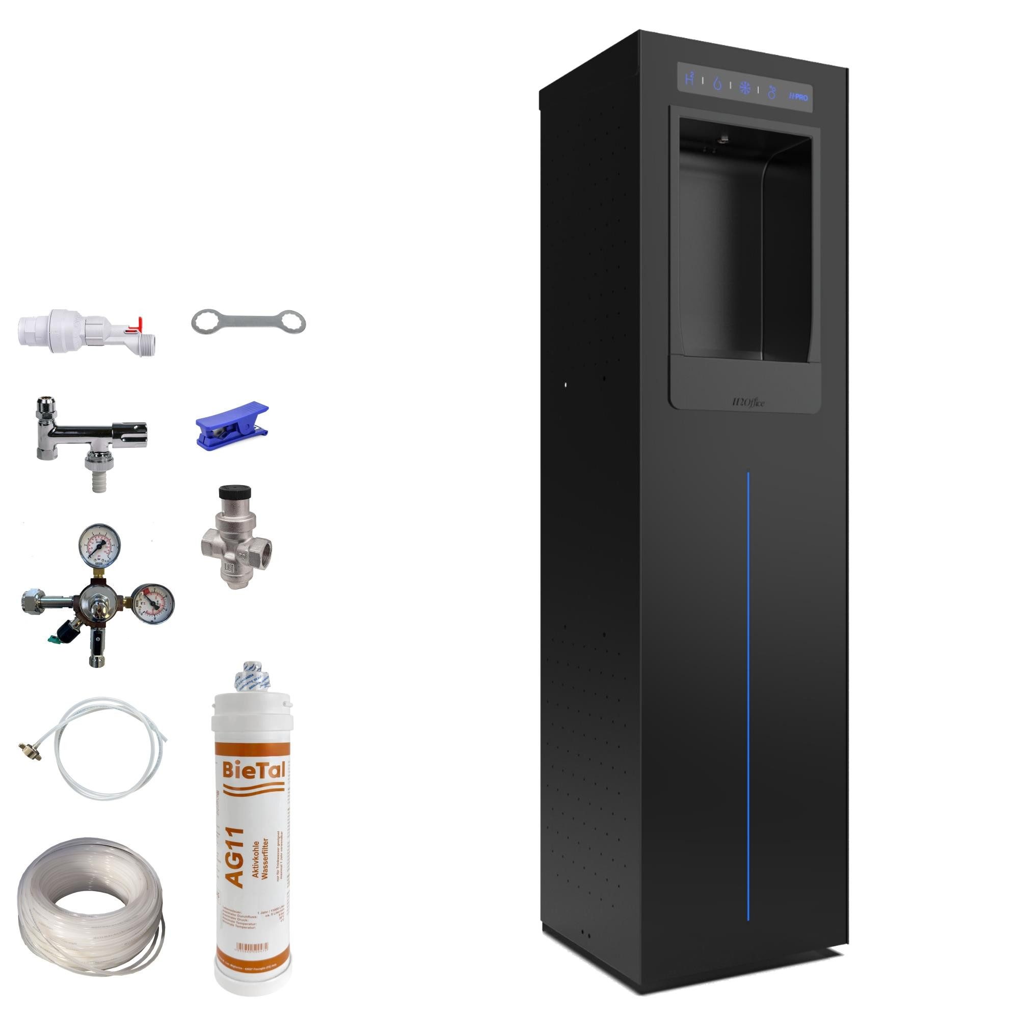 BieTal Wassersprudler Sprudelwasser Wasser Anlage Italbedis H2Office PRO Plus Komplettset, (Set, 35-tlg), Sprudelwasseranlage Trinkwasser Wasserspender