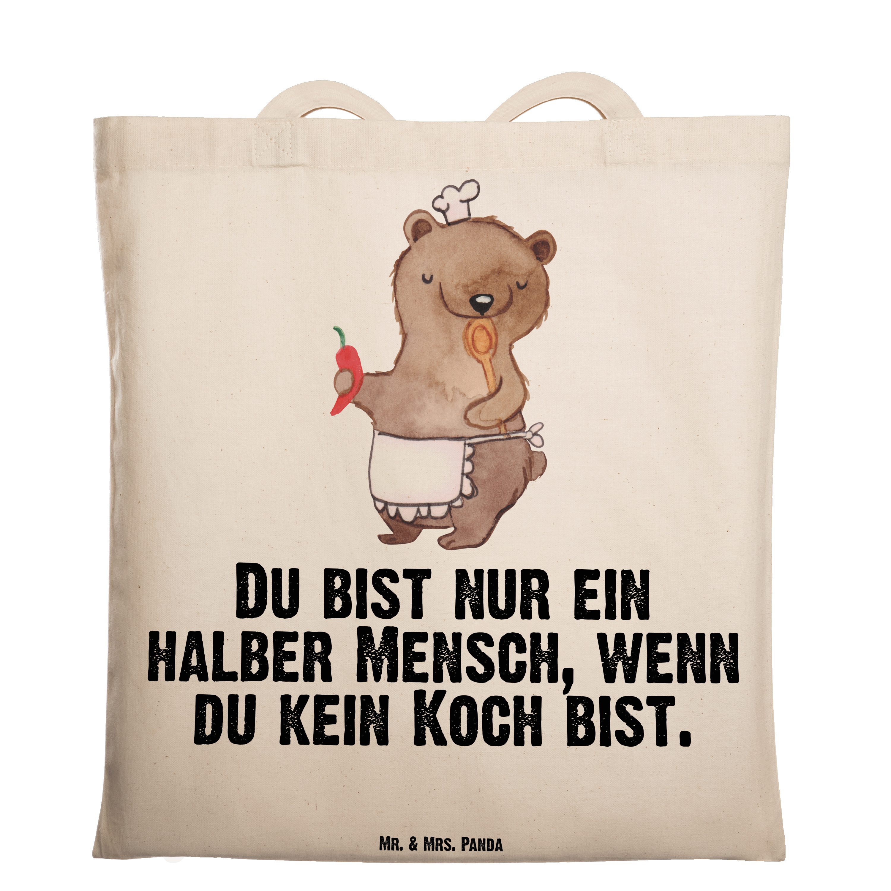 Mr. & Mrs. Panda Tragetasche Koch mit Herz - Transparent - Geschenk, Schiffskoch, yummy, Firma, Be (1-tlg)