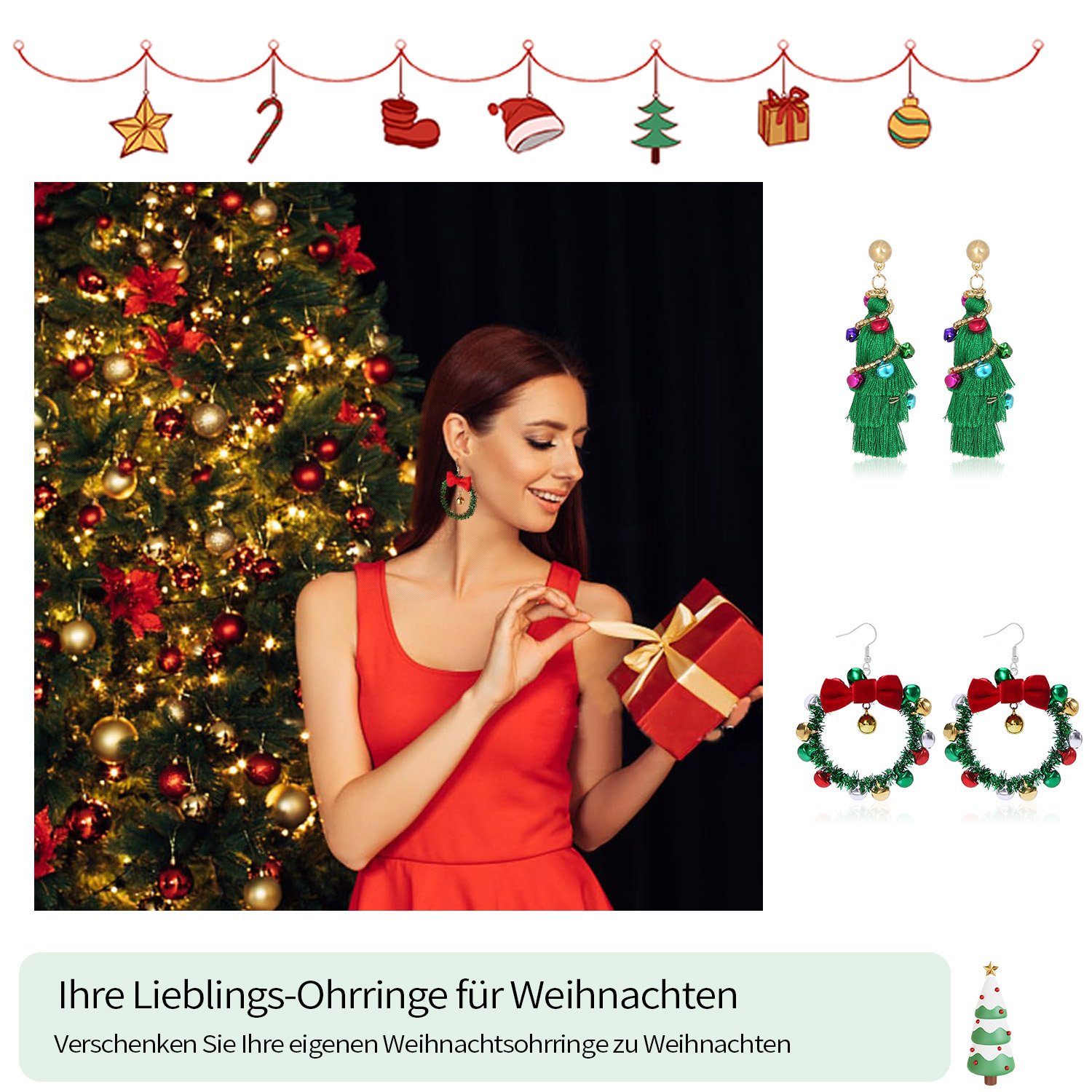 Ohrringe für Ohrhänger Party Geschenk Damen MAGICSHE (1-tlg) mit Quaste Weihnachten Paar