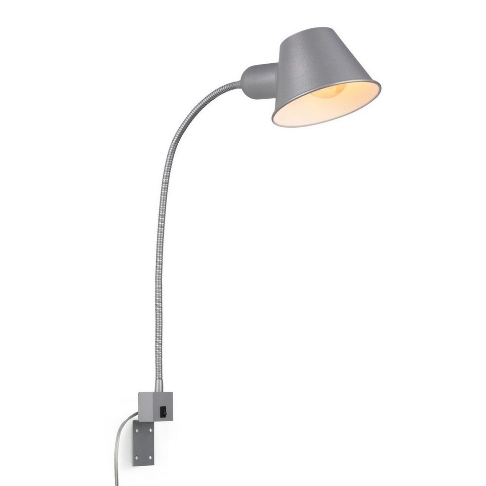 Briloner Leuchten Bettleuchte 2079-014, schwenkbar, An-/Ausschalter,  versch. Befestigungsmöglichkeiten, ohne Leuchtmittel, Wandlampe, 63cm,  Chrom-Matt, max.10W, E27, Innen, Wohnzimmer, Flur