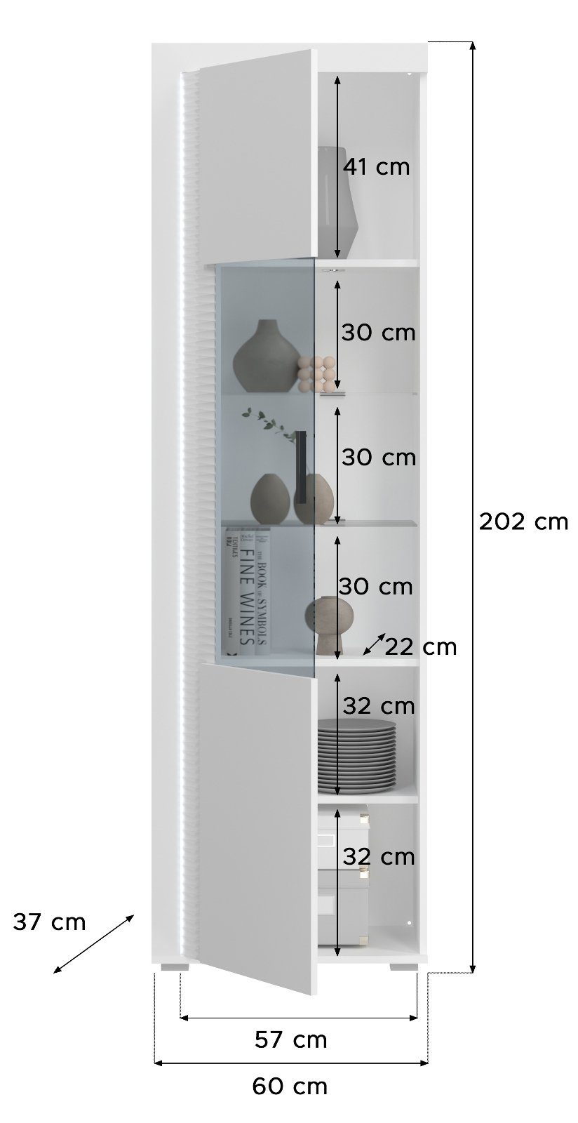 xonox.home Wohnwand Skylight, (Set Soft-Close, mit Frontbeleuchtung cm), inklusive in 202 weiß LED x Hochglanz, 330