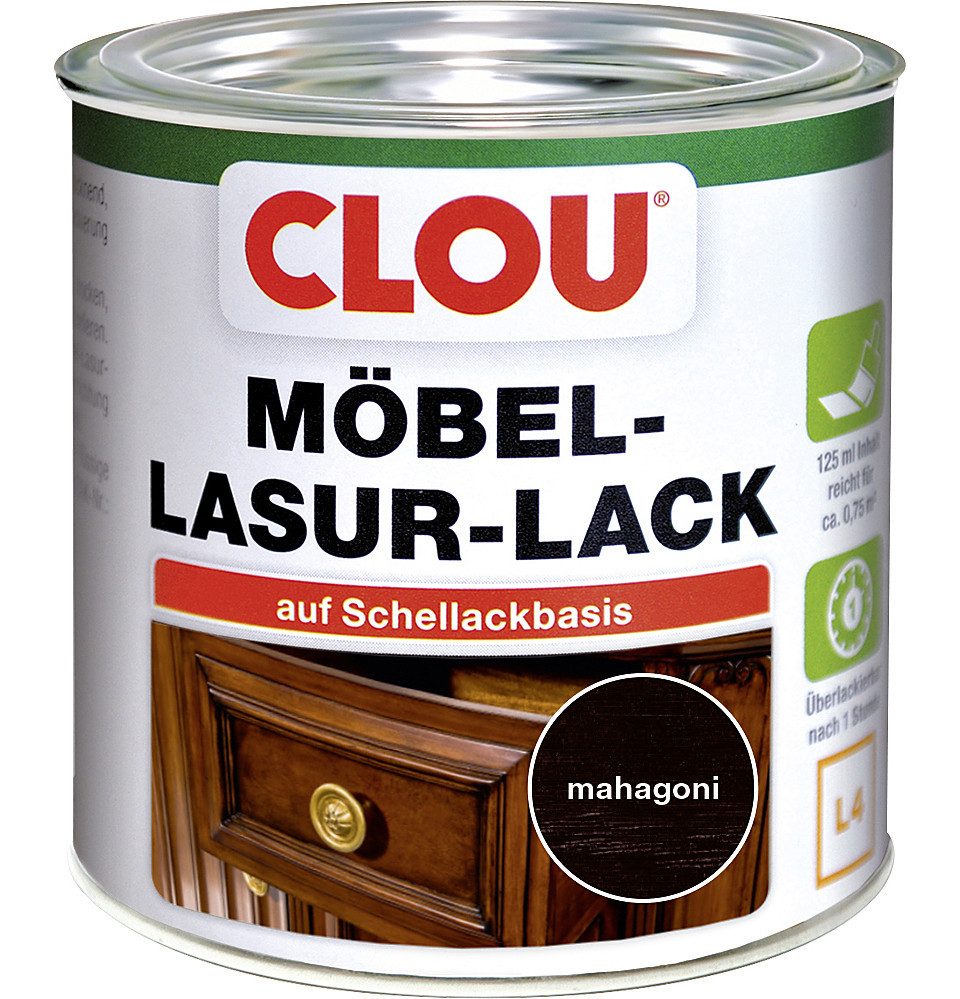 Holzlack Clou Möbel Lack L4 125 ml mahagoni