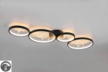 TRIO Leuchten LED Deckenleuchte Groovy, Dimmfunktion, mehrere Helligkeitsstufen, LED fest integriert, Warmweiß, Deckenlampe 3000K mit Glas-Deko, 3 Dimmstufen, LED 37W 4600 Lumen