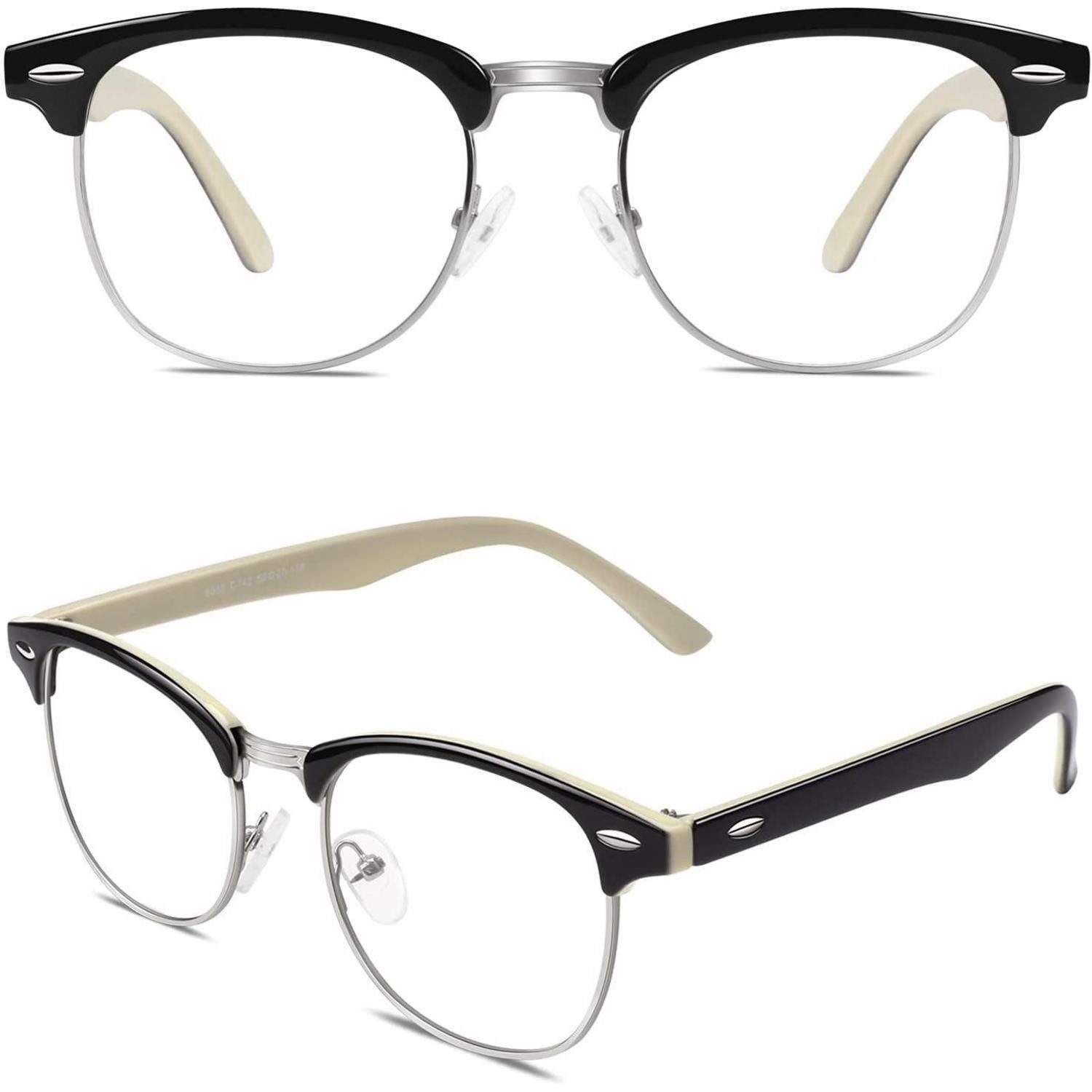 LuxusKollektion Retrosonnenbrille Brille Halbrahmen Nerd Fensterglas Damen Herren UV400 Schwarz Gelb