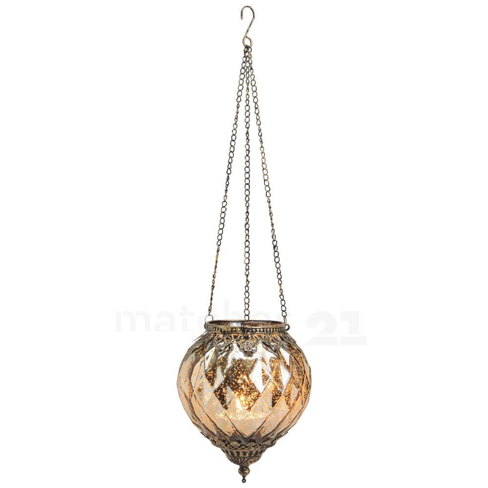 matches21 HOME & HOBBY Kerzenständer Windlicht gold antik Glas – 2 Größen