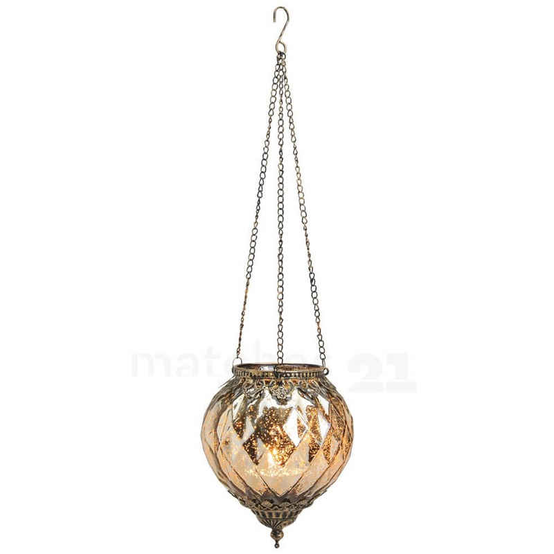 matches21 HOME & HOBBY Kerzenhalter Windlicht gold antik Glas – 2 Größen