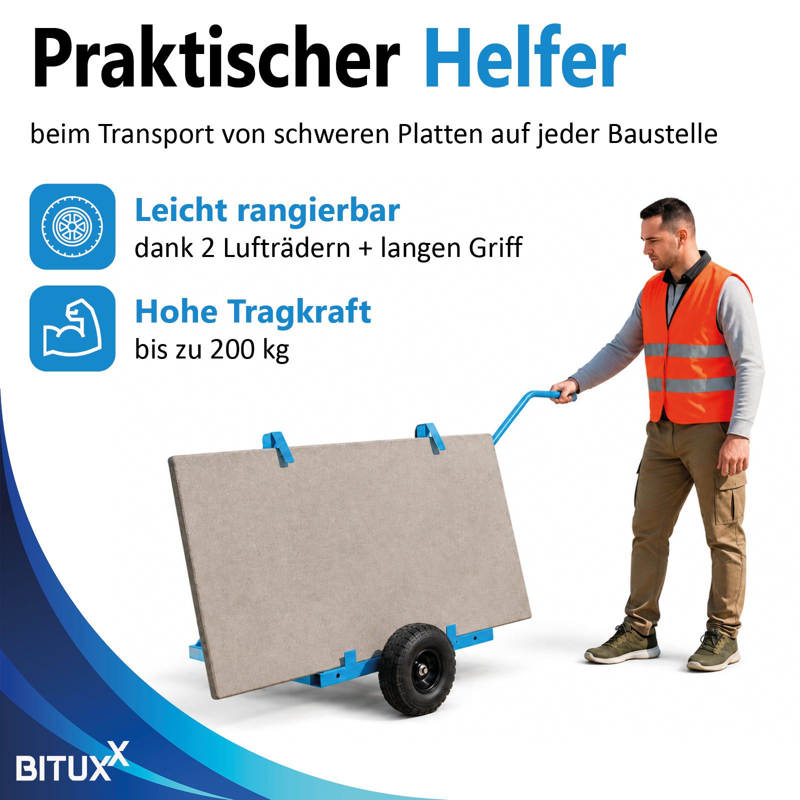 Bituxx Transportroller für Platten bis 200kg, (MS-19565) – Bild 3 von 5