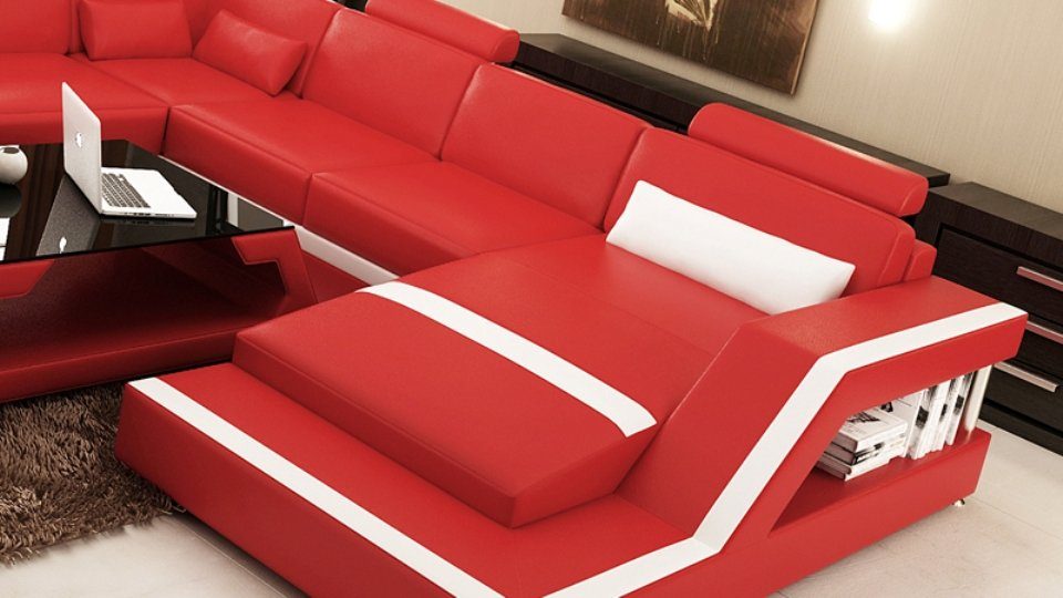 Ecksofa, Ledersofa Sofa Eck Design Couch Wohnlandschaft JVmoebel Ecksofa Modern