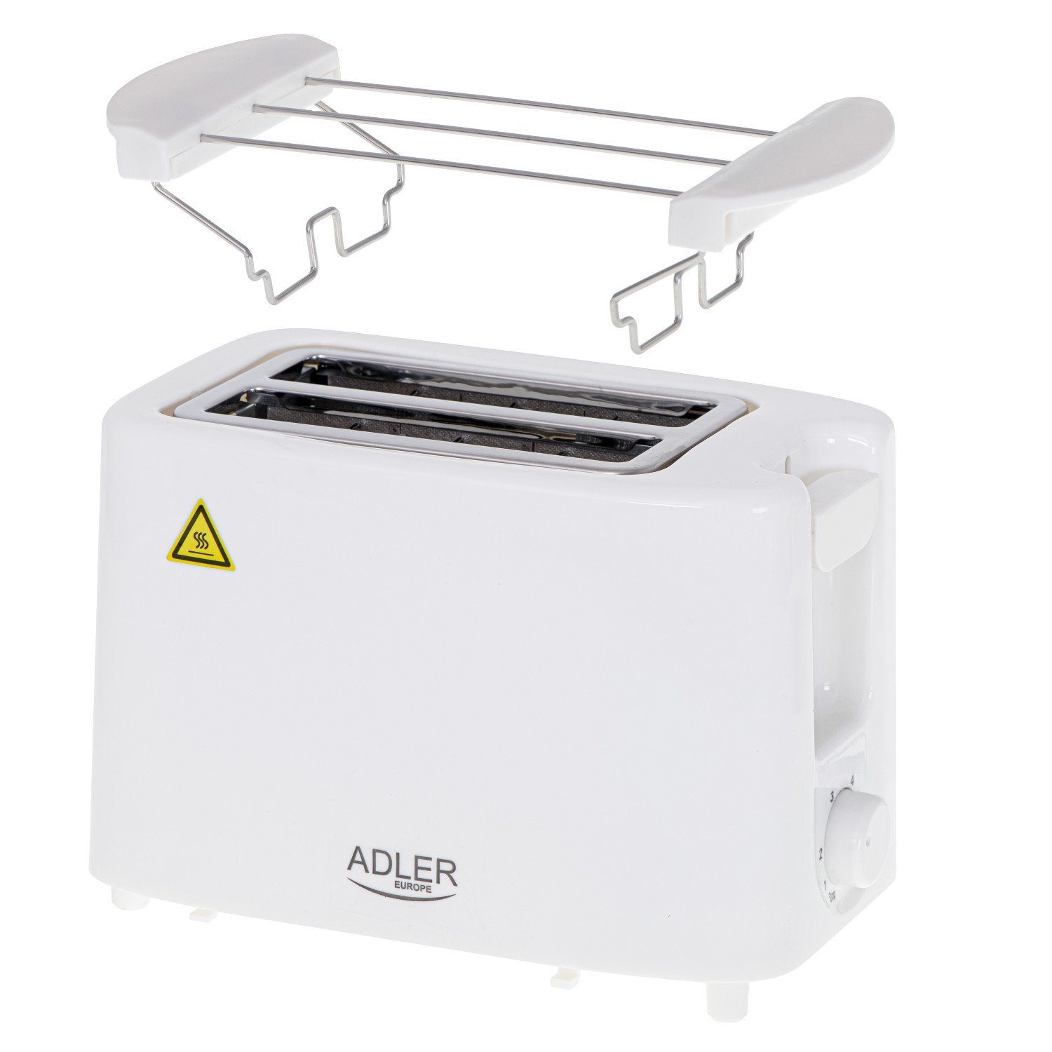 Adler Toaster AD 3223, 2 kurze Schlitze, 900,00 W, 2-Scheiben-Toaster 900W 6 Stufen Grillplatte