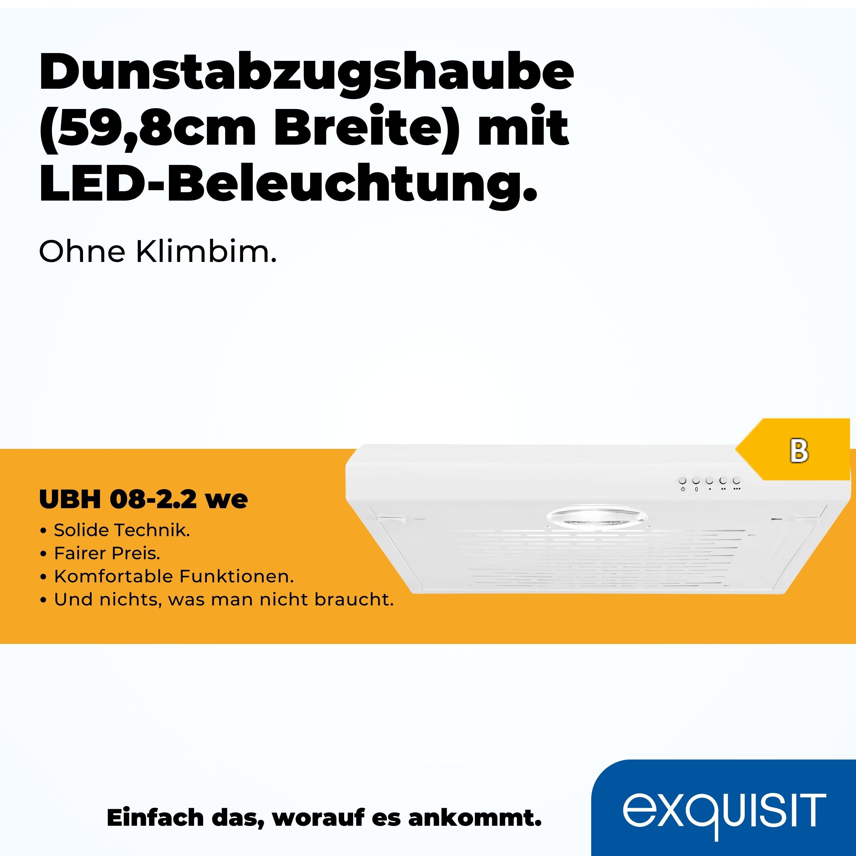 exquisit Unterbauhaube UBH 08-2.2 UBH 08-2.2, Dezente Unterbauhaube – leise, zeitlos & einfach für jede Küche