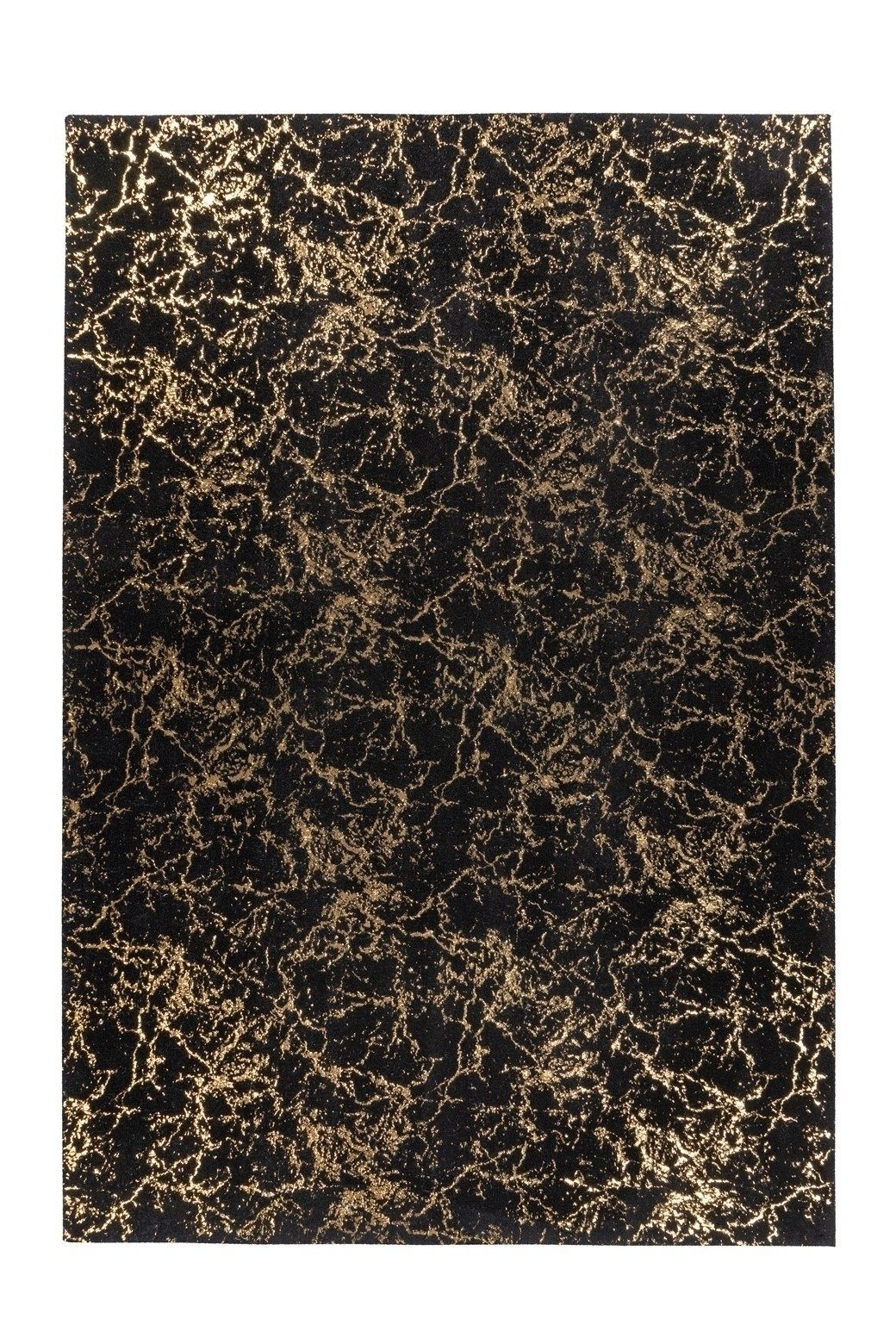 Kayoom Teppich in Schwarz / Gold, 100% Polyester - 150x80cm (LxB)