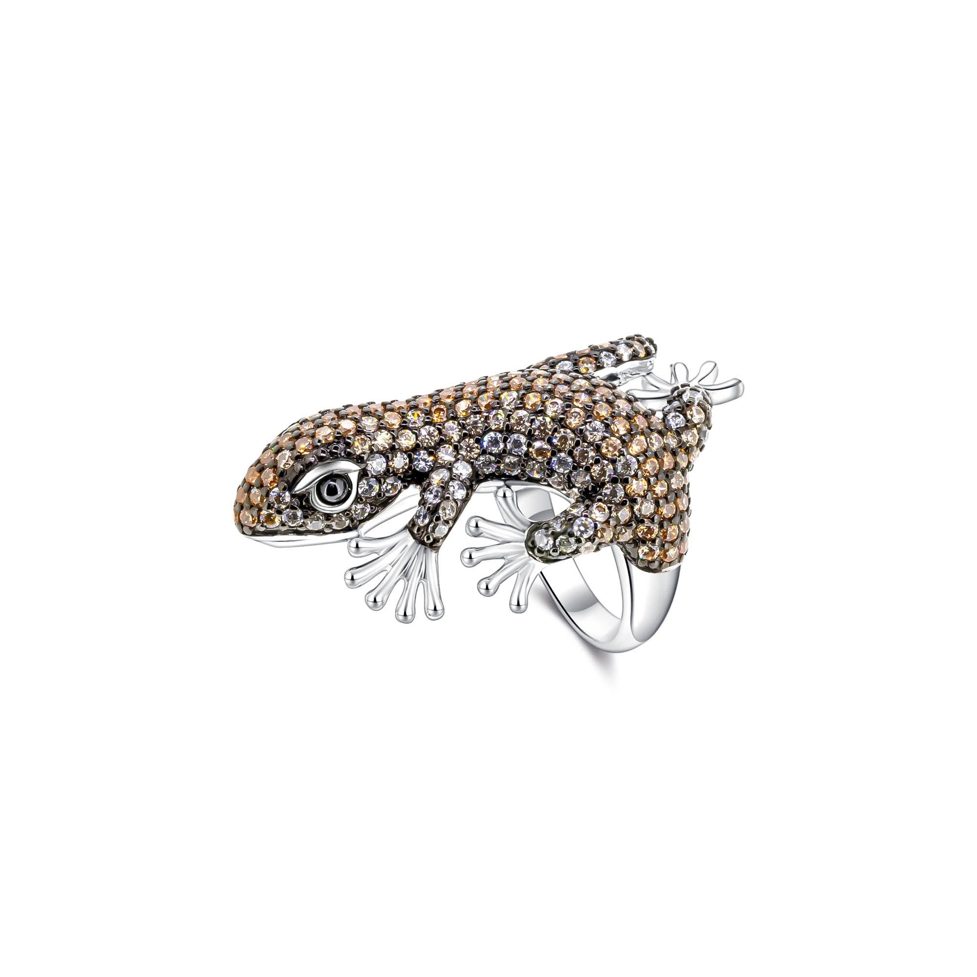 Seinerzeit FLORA & FAUNA Silberring Willy Salamander Ring (1-tlg), Material: 925 Sterling Silber, rhodiniert, geschwärzt