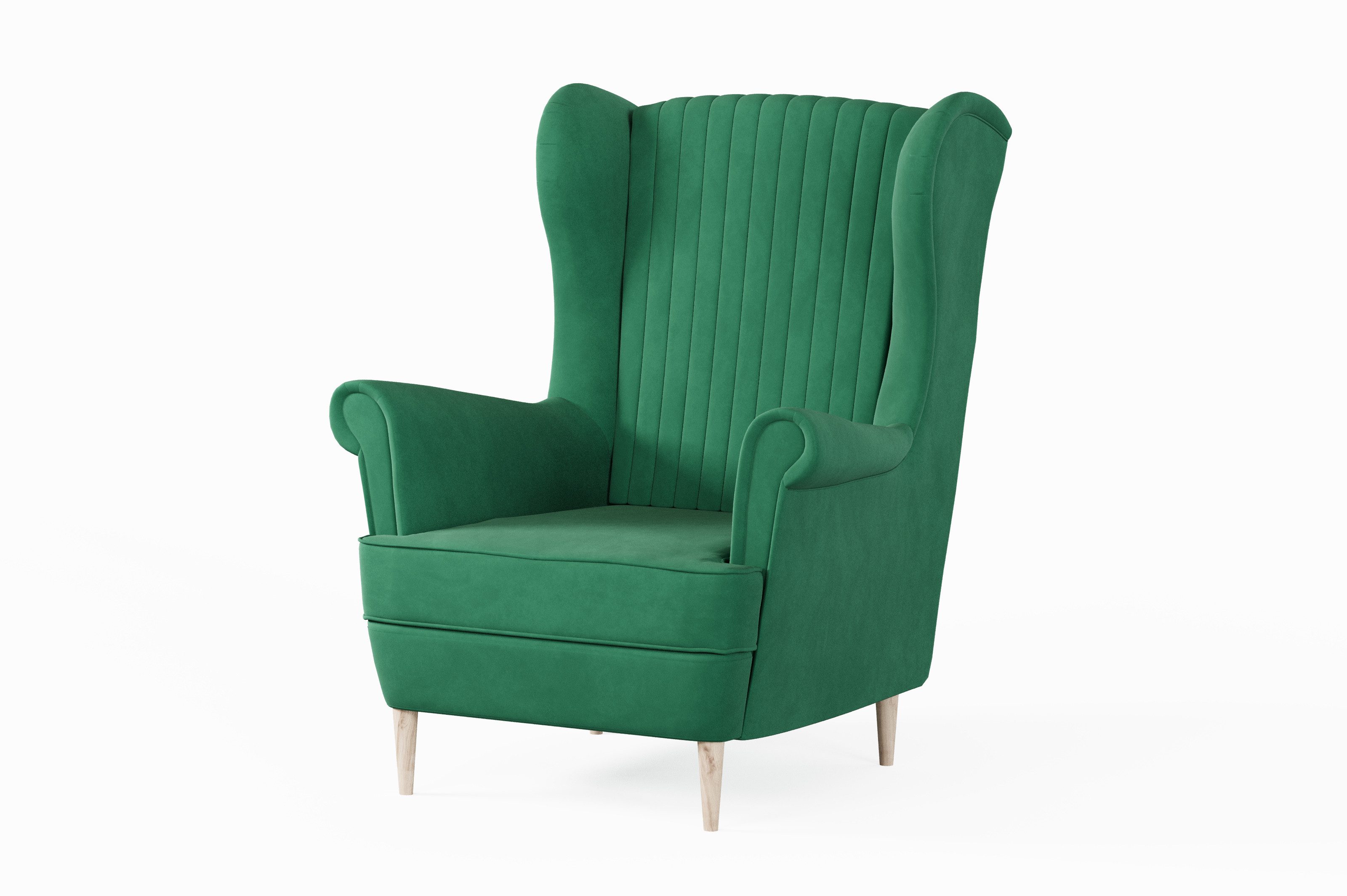 MOEBLO Ohrensessel COMFY SESSEL mit oder ohne Hocker (Polstersessel aus Samtstoff Wohnzimmersessel mit/ohne Hocker Ohrenbacksessel), Sessel mit optionalem Hocker