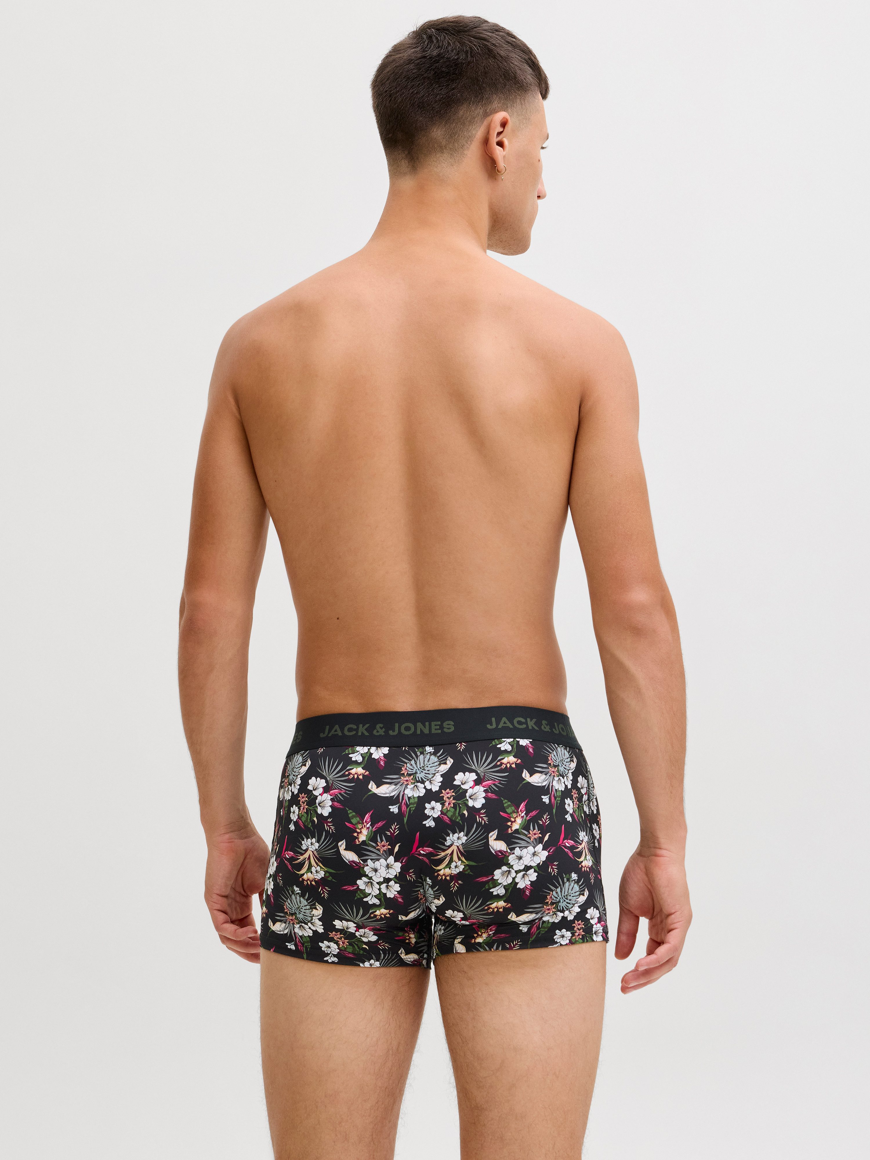 Jack & Jones Trunk JACFLOWER aus Microfaserqualität und schnelltrocknendem Material (Packung, 3-St) unifarben mit Farbeinsatz, modisch, eng anliegend, Microfaser