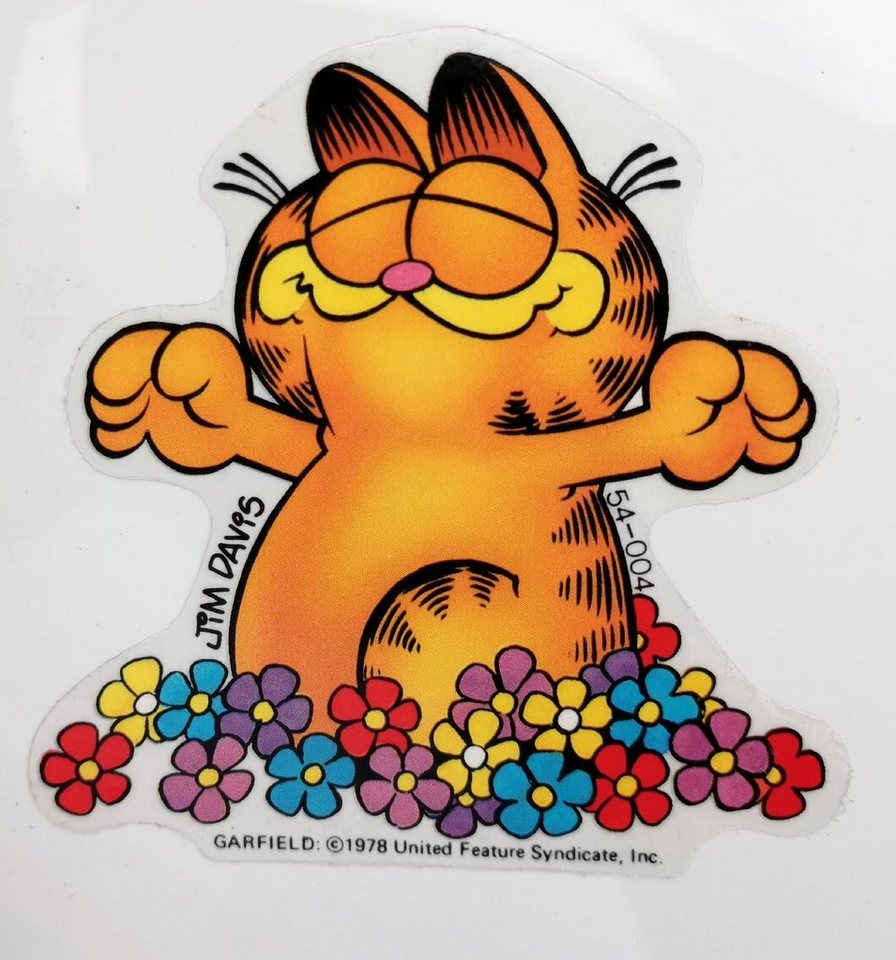Fenstersticker Durchsichtiger orig. 1978er Garfield Blumen Flower
