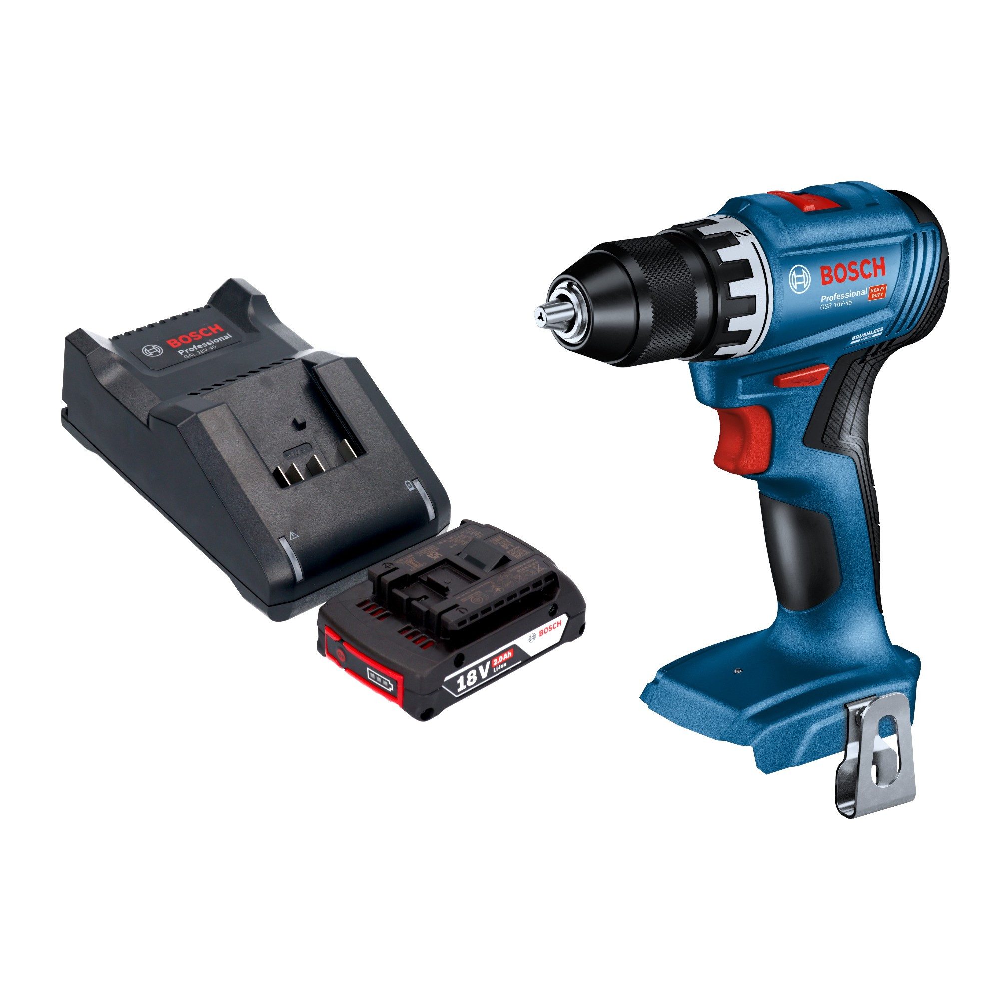 Bosch Professional Akku-Schrauber GSR 18V-45 Professional Akku Bohrschrauber 18 V 45 Nm Brushless + 1x