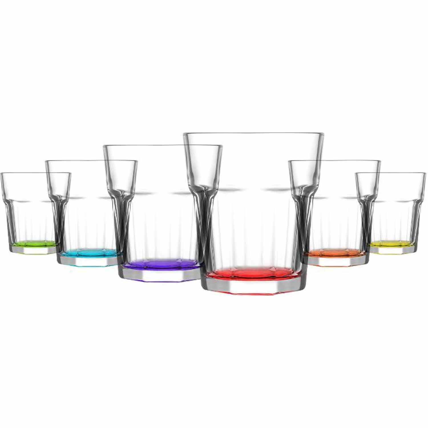 LAV Glas Wassergläser 6 tlg. farbiges Gläser Set "Serie CORAL ARAS" 305 ml, Glas, Buntes Design