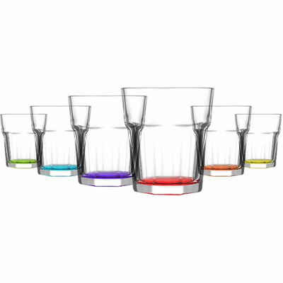 LAV Glas Склянки для води 6 tlg. farbiges Скло Set "Serie CORAL ARAS" 305 ml, Glas, Buntes Design