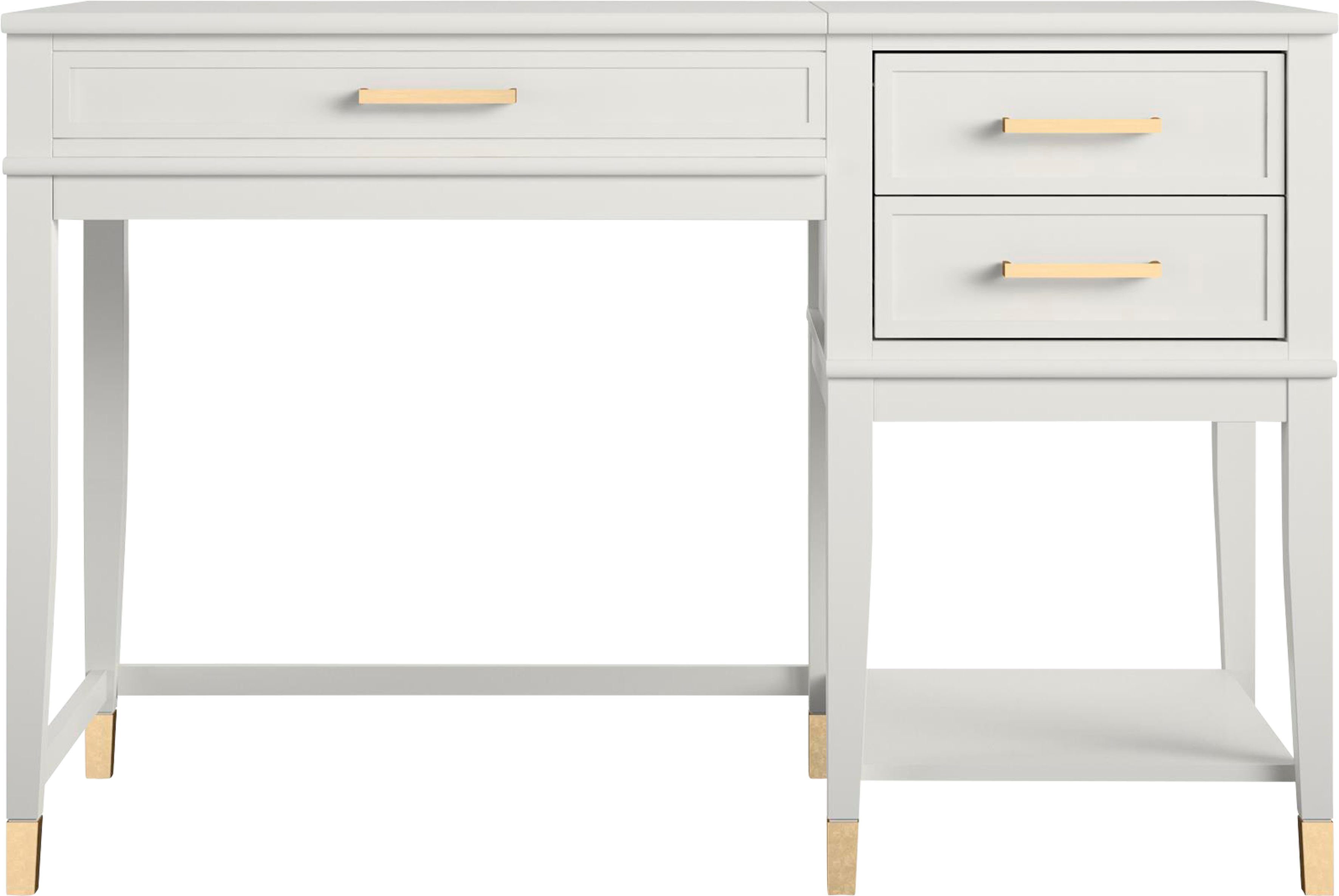 (1-St), Cosmopolitan Griffe Massivholz, 2 by Beine weiß weiß/goldfarben CosmoLiving höhenverstellbar, Westerleigh | | aus weiß/goldfarben Schreibtisch mit Schublade, Metall