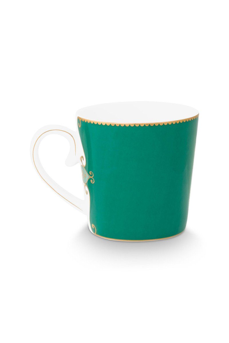 PiP Studio Becher Love Birds Medaillon Henkelbecher grün 0,25l, Porzellan, Mug Large Love Birds Medaillon Emerald 250ml