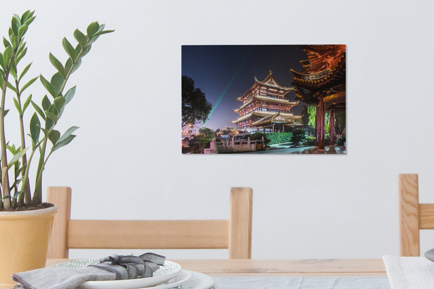 OneMillionCanvasses® Leinwandbild Beleuchteter Trommelturm cm in St), in Wanddeko, Changsha Aufhängefertig, 30x20 China, (1 Leinwandbilder, Wandbild