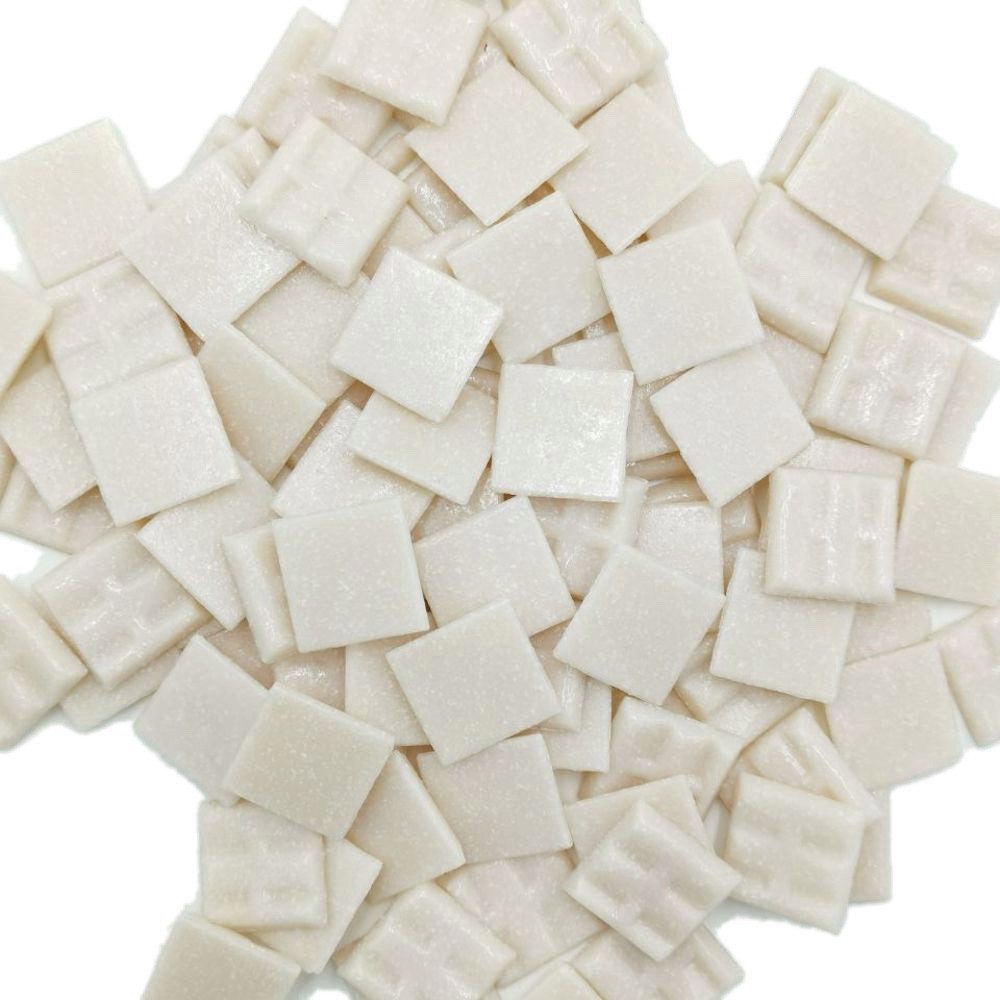 Armena Mosaikfliesen Glasmosaikfliesen Bastel Mosaiksteine 2cm(900g) für Deko & Handarbeit, weiss